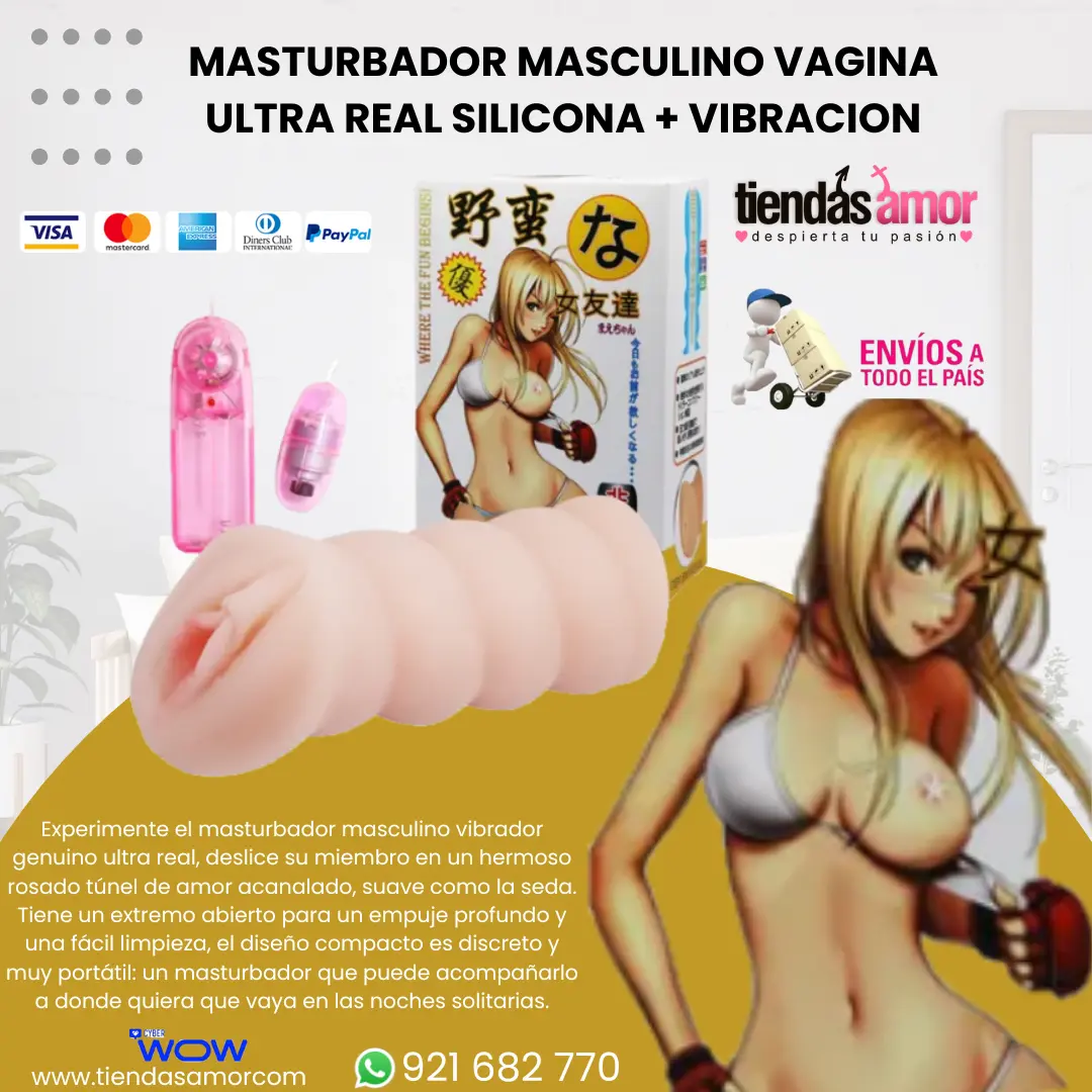 Masturbador Masculino Vagina Ultra Real Silicona Vibración