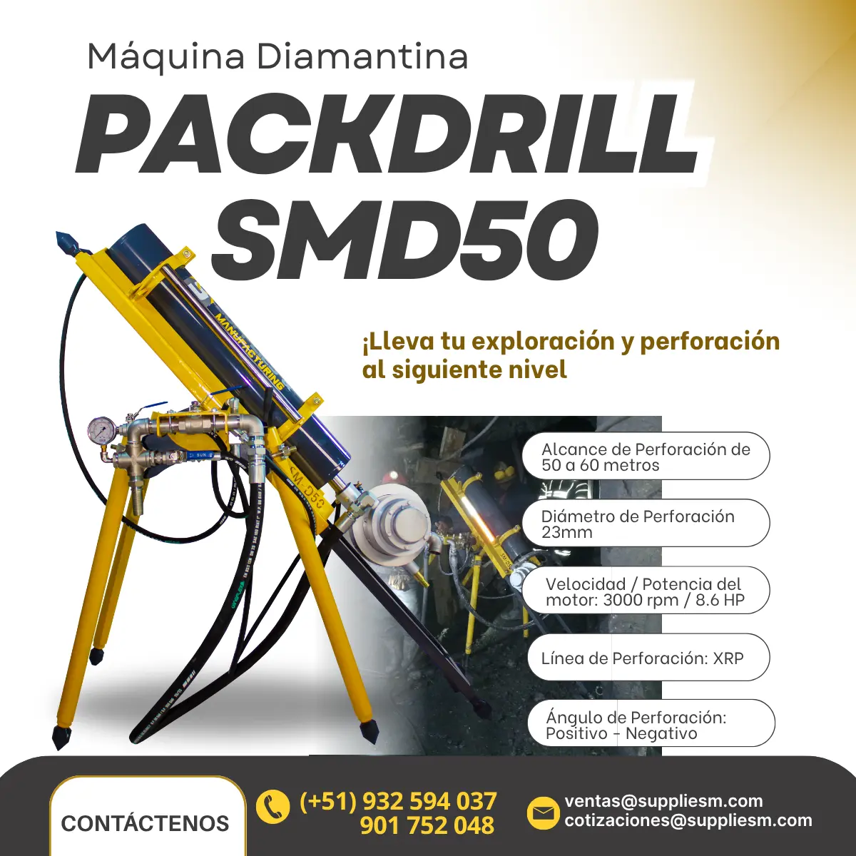 TALADRO NEUMATICO PARA EXPLORACION Y PERFORACION