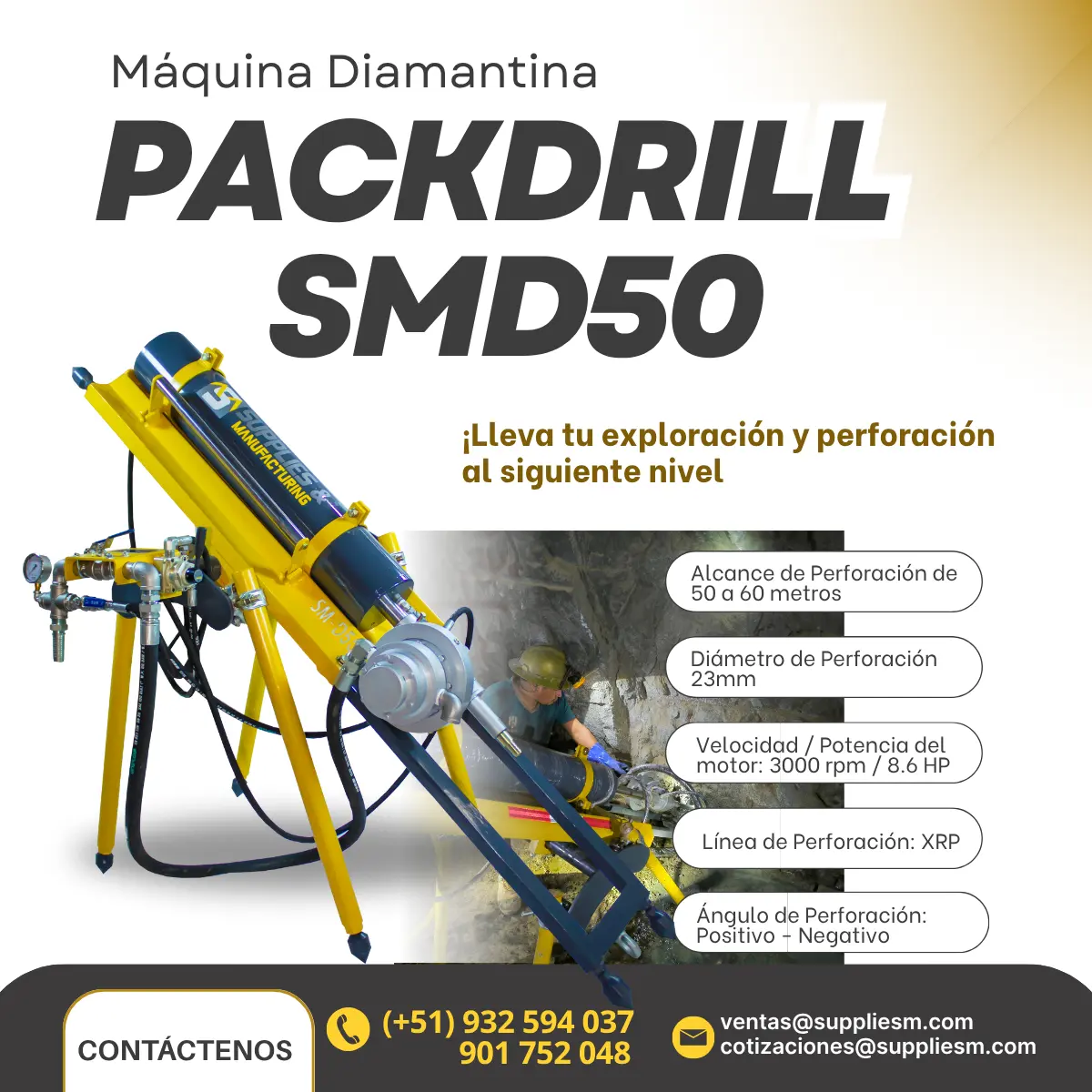 TALADRO NEUMATICO PARA EXPLORACION Y PERFORACION