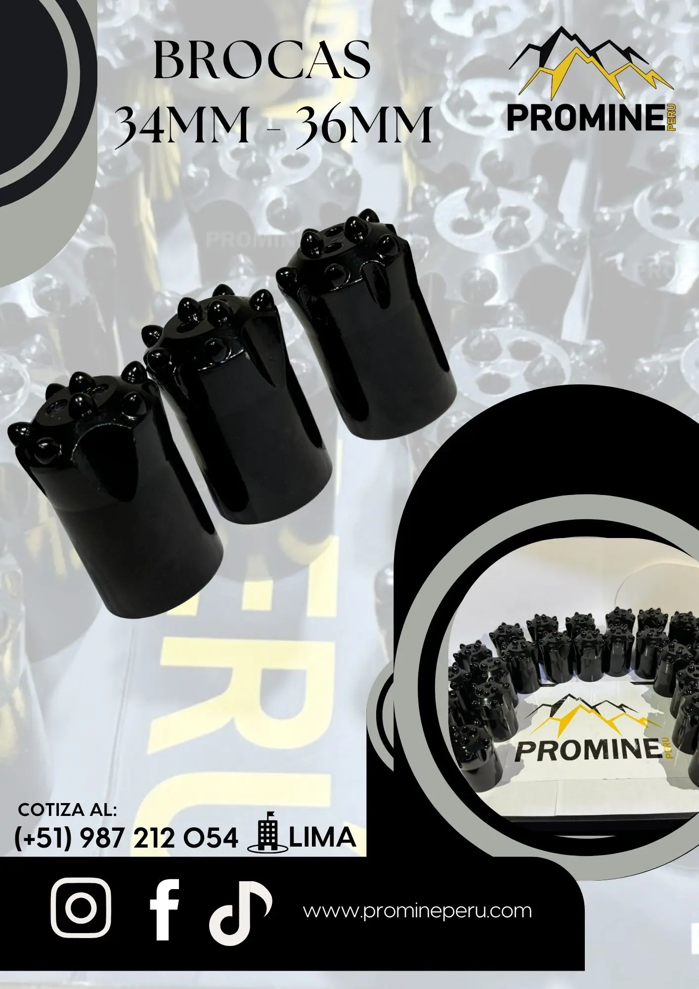 BROCAS PARA MINAS DE 34MM - 36MM 