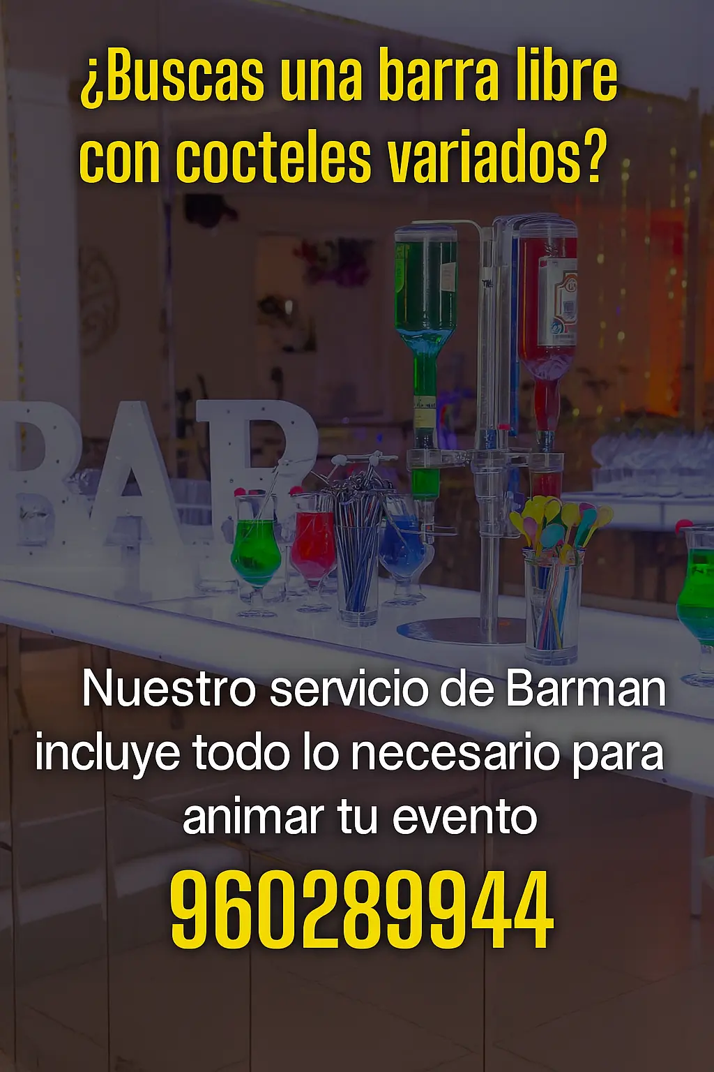 Servicio de Barman Profesional con Barra Libre para eventos 