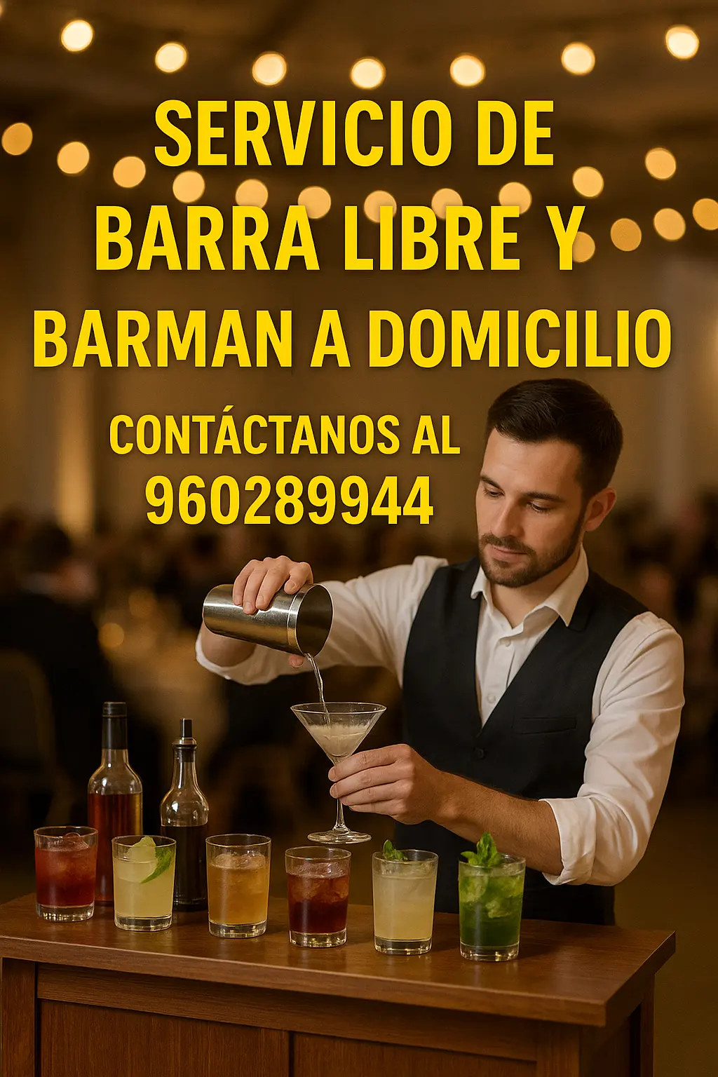 Servicio de Barman Profesional con Barra Libre para eventos 