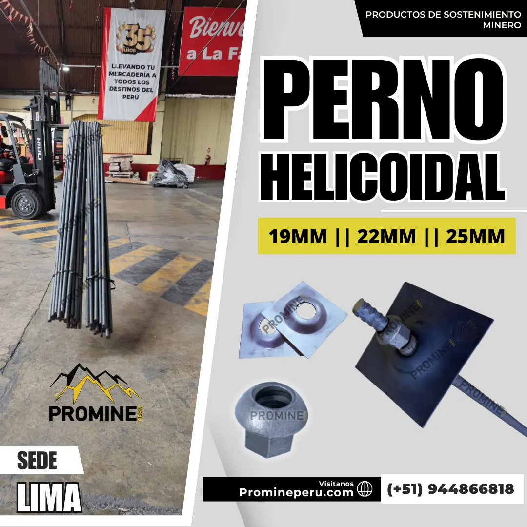 Perno Helicoidal 19mm Anclaje seguro con resina o cemento