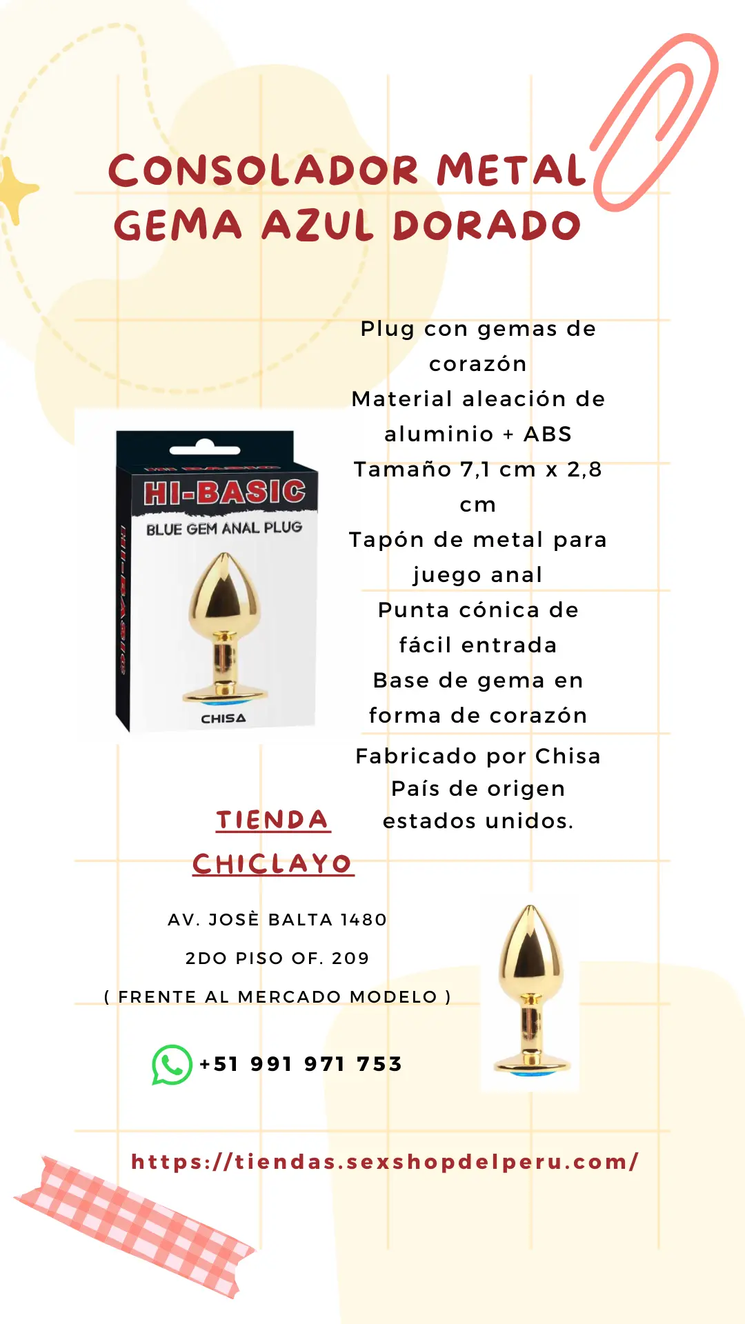 CONSOLADOR METAL GEMA AZUL DORADO