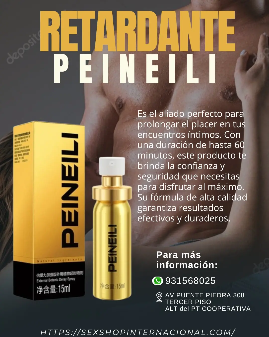 Retardante Masculino Spray Peineili Dorado - TIENDAS AMOR