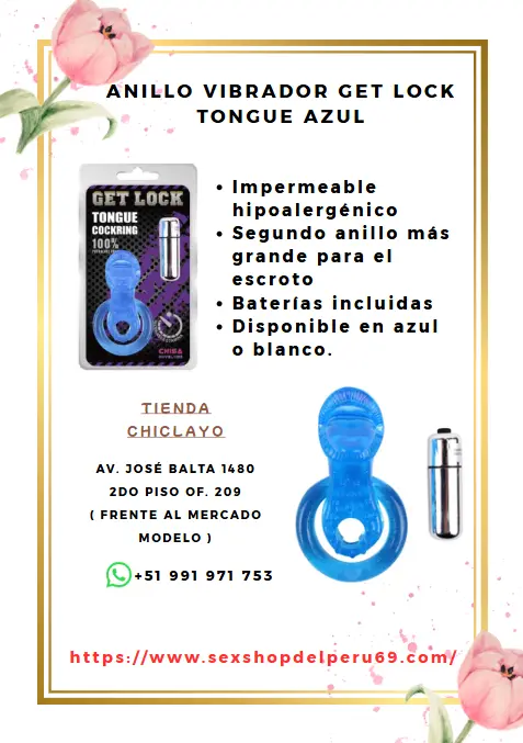 ANILLO VIBRADOR GET LOCK TONGUE AZUL