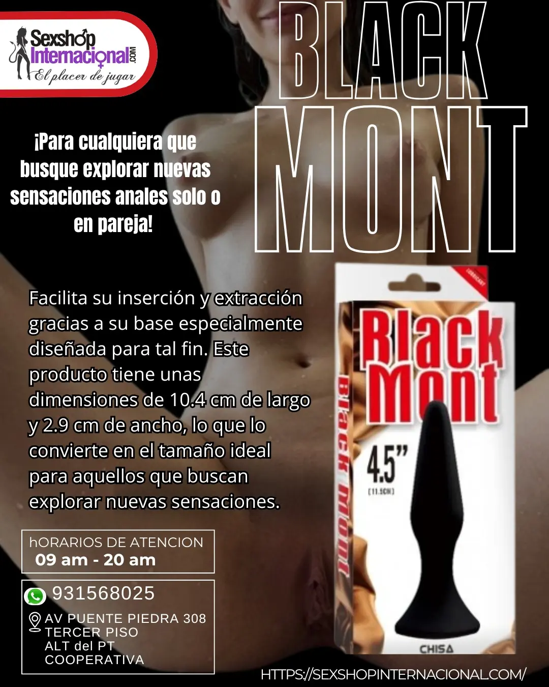 Plug Anal De Silicon Black Mont FACIL DE INSERTAR 