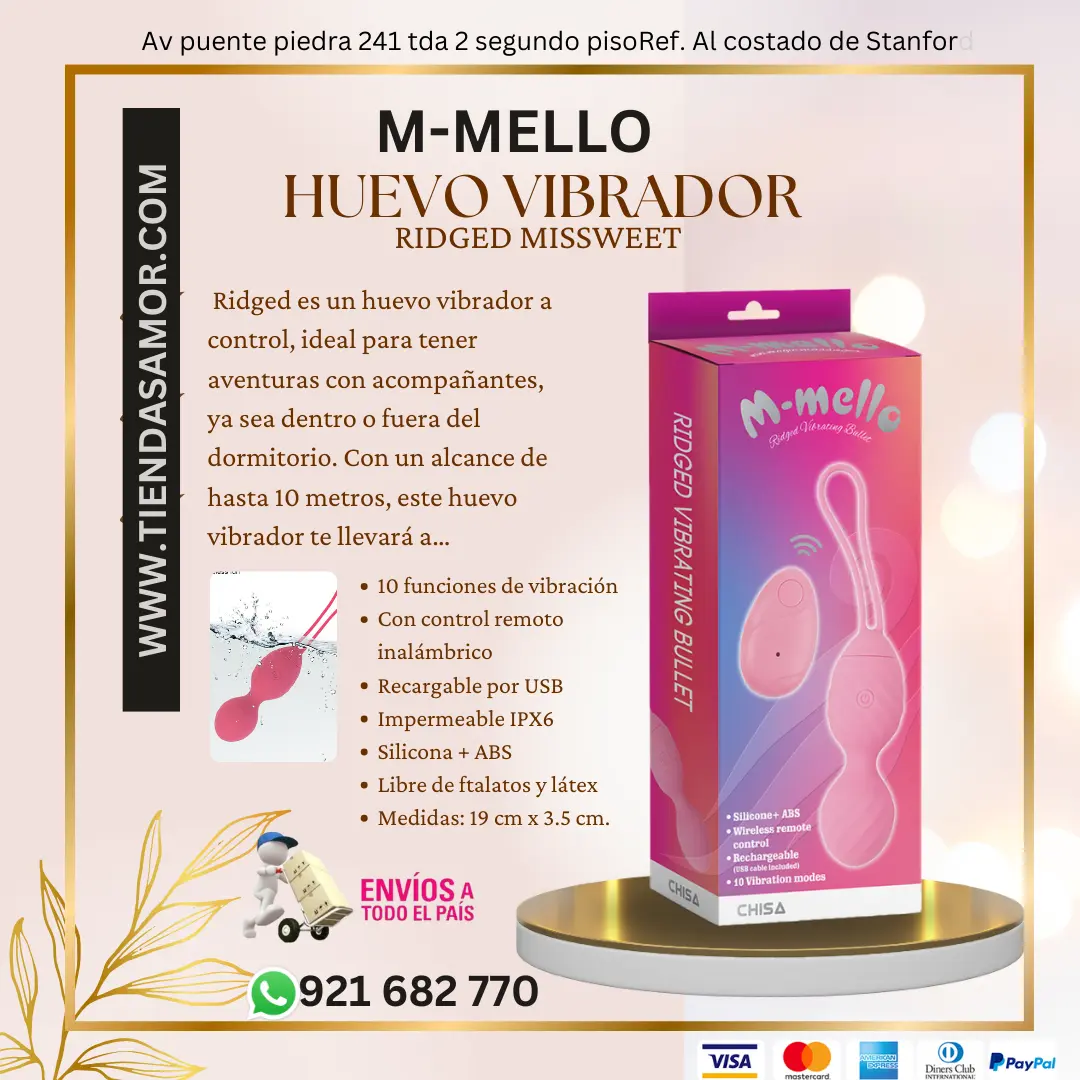 HUEVO VIBRADOR A CONTROL RIDGED MISSWEET 10 funciones de vib