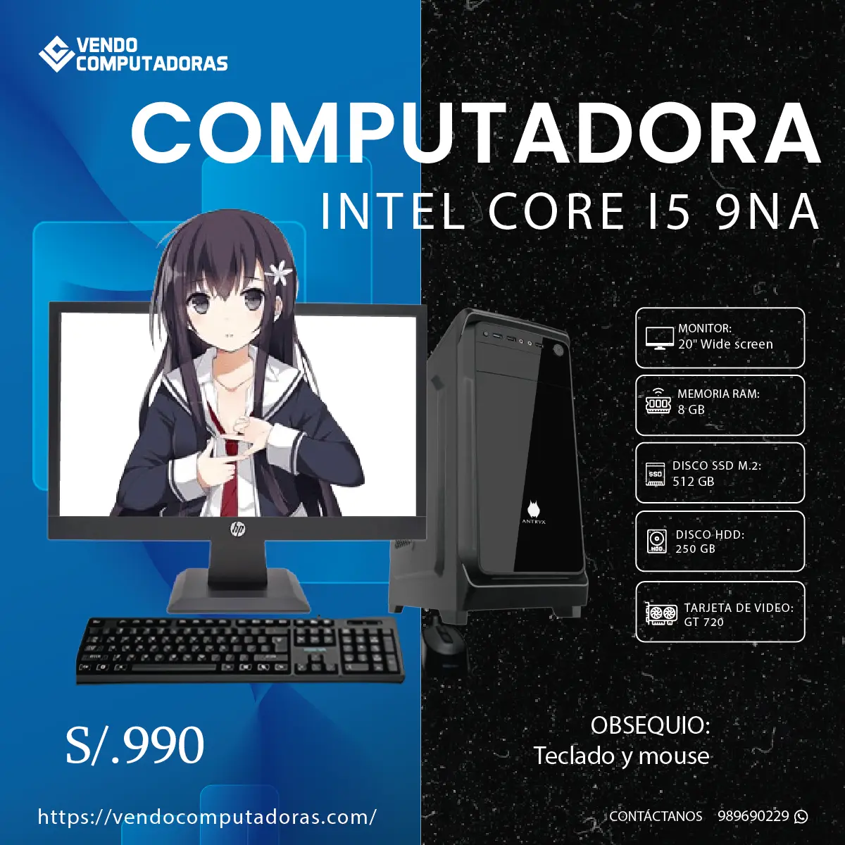  PC CORE i5-9 GEN IDEAL PARA TRABAJO Y ESTUDIO 