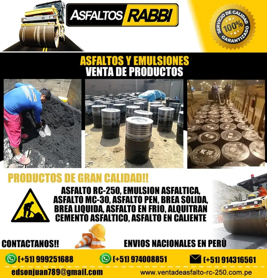 VENTA DE ASFALTO RC-250 PRODUCTO PARA LA CONSTRUCCION DE OBR