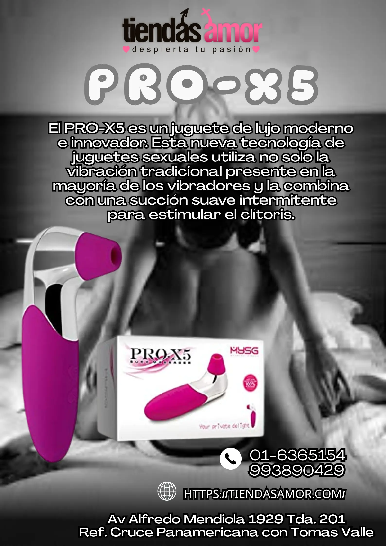 SUCCIONADOR Y VIBRADOR DE CLICTORIS TIENDAS AMOR - SEXSHOP