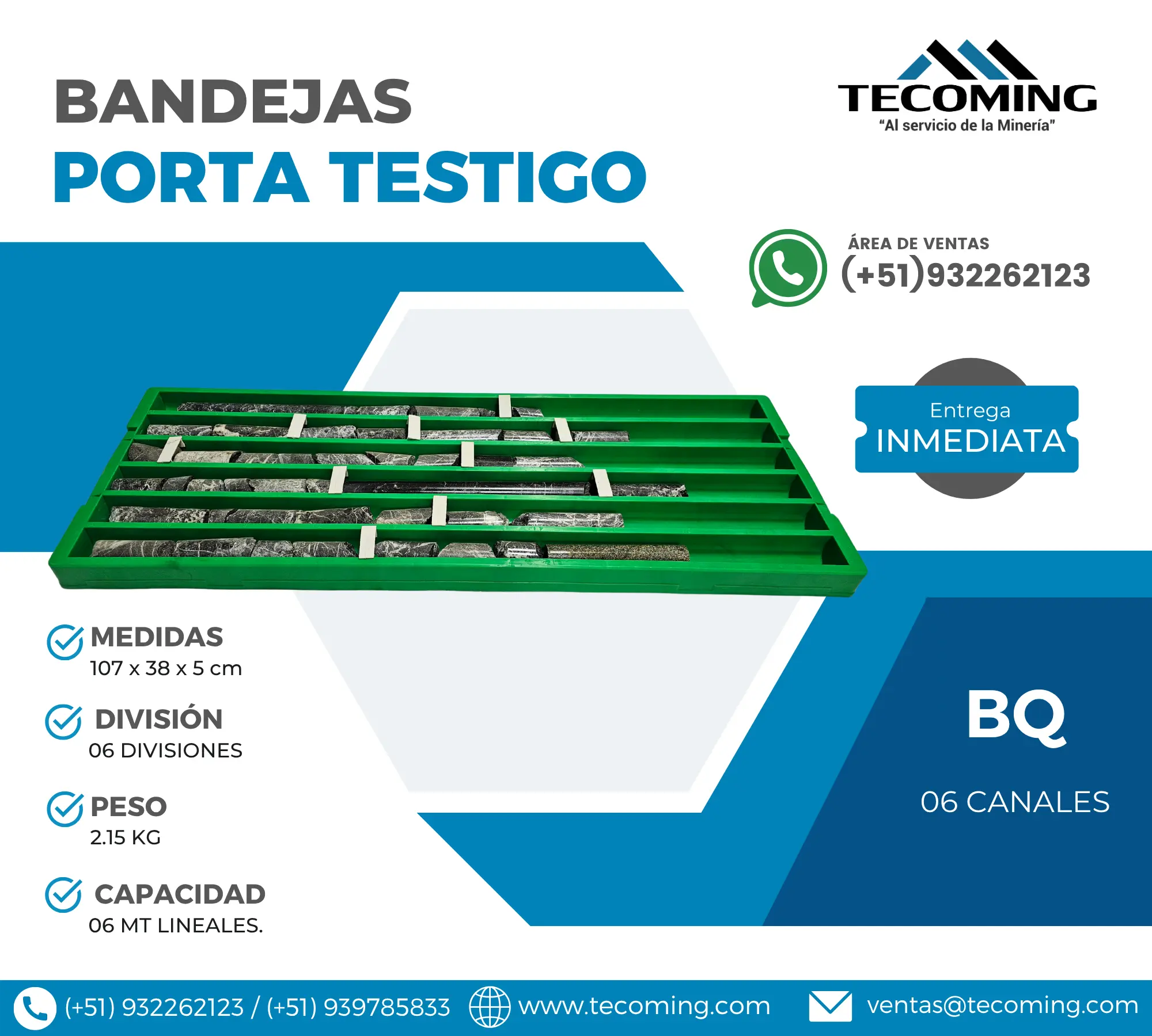 BANDEJAS PORTA TESTIGO BQ - 6 CANALES 