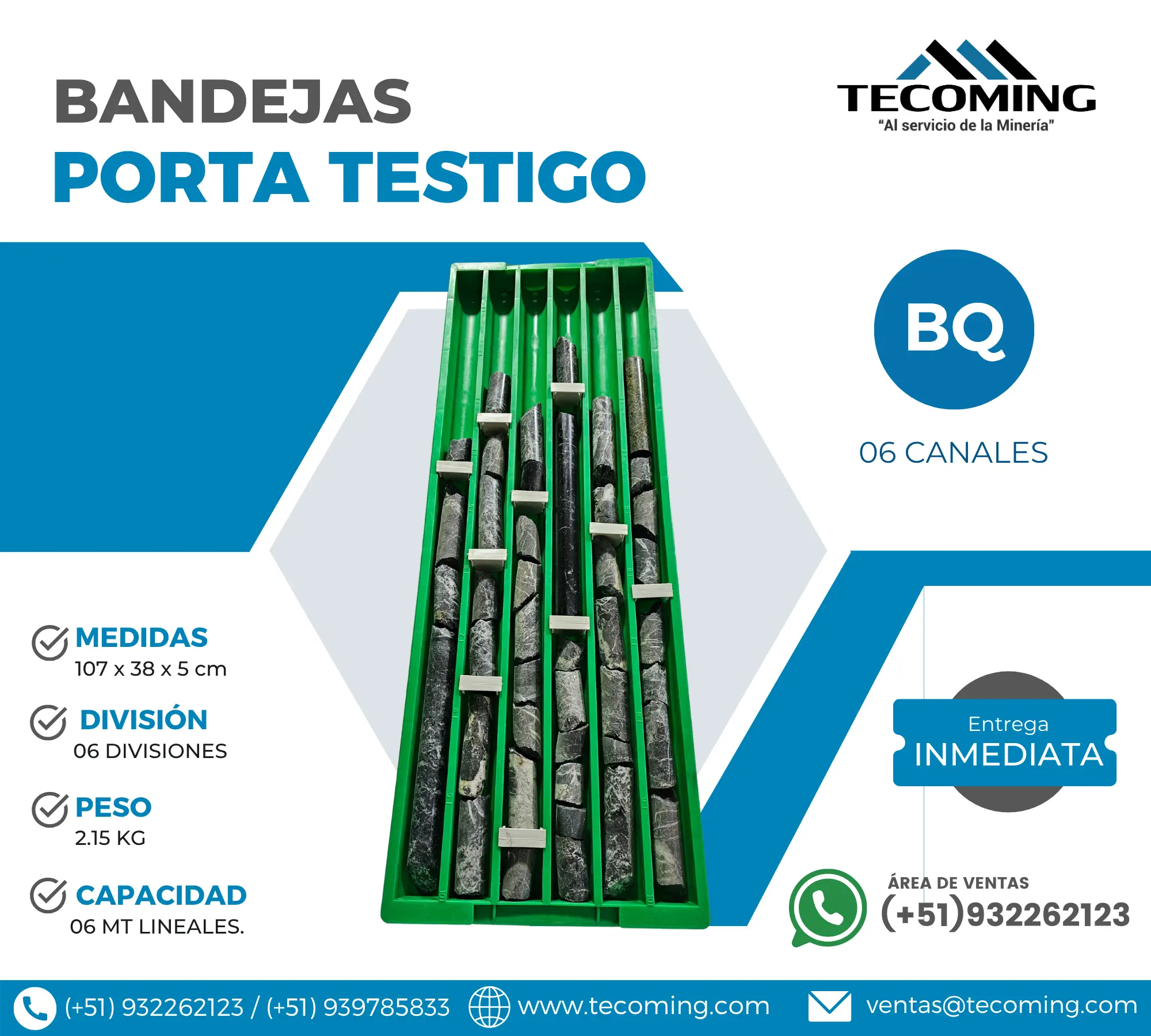 BANDEJAS PORTA TESTIGO BQ - 6 CANALES 