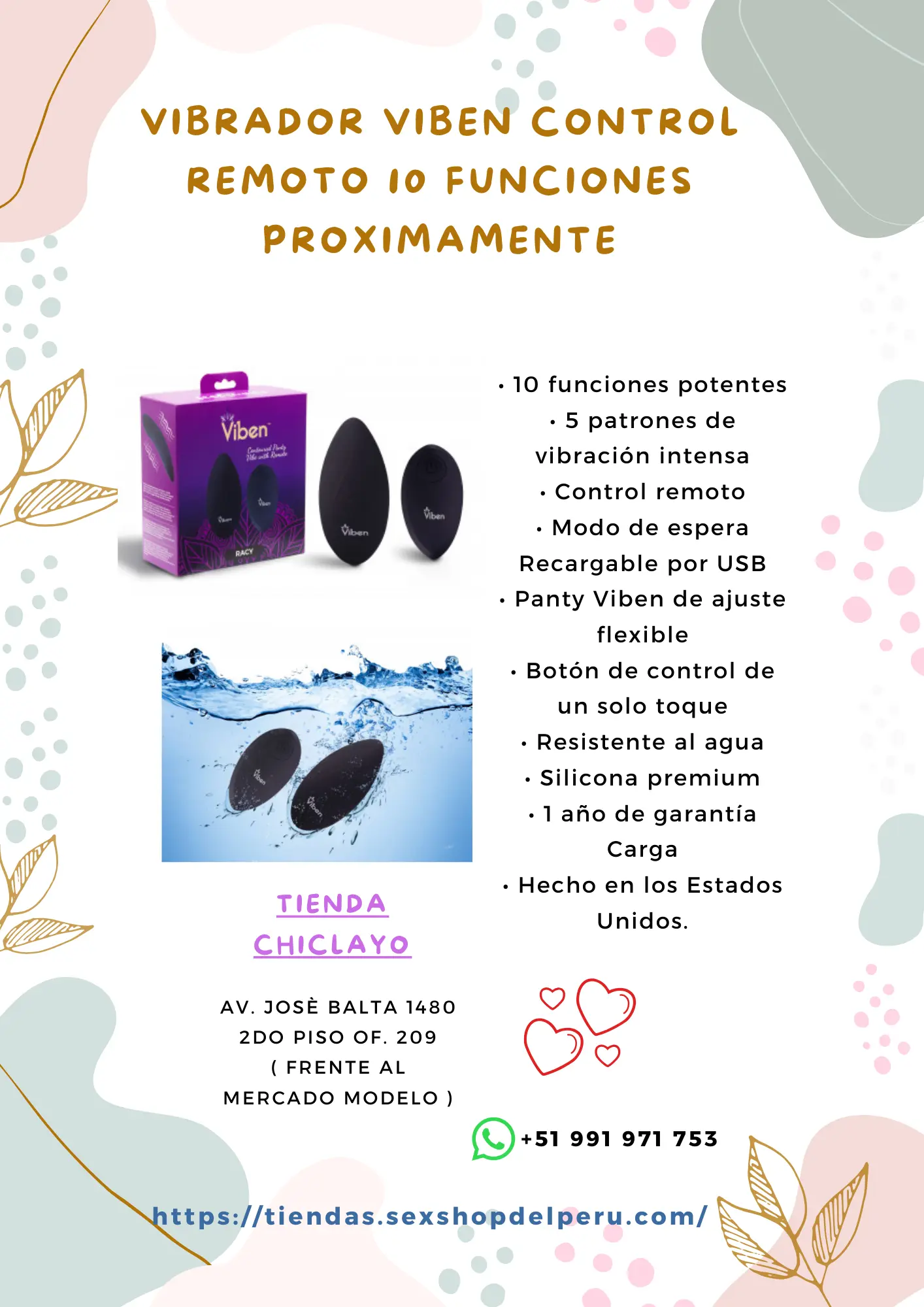 Vibrador control remoto 10 funciones