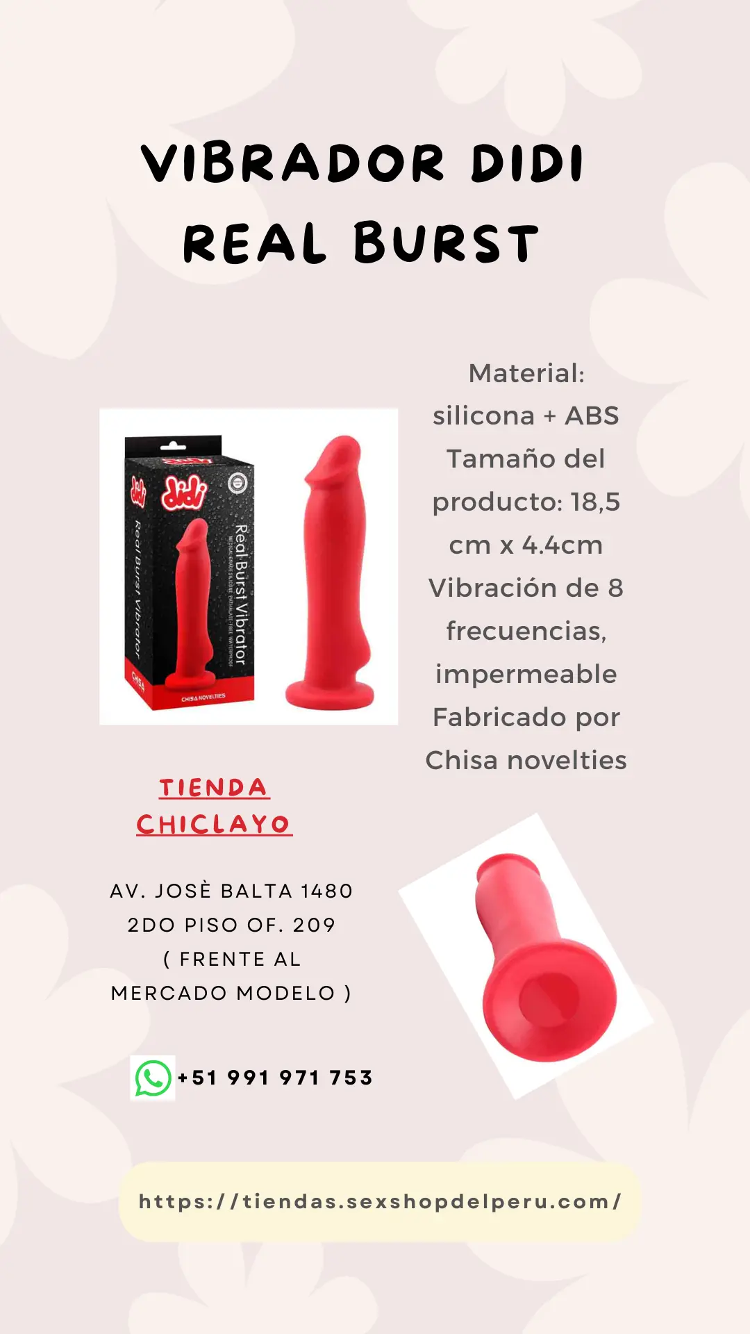 Vibrador didi real burts rojo