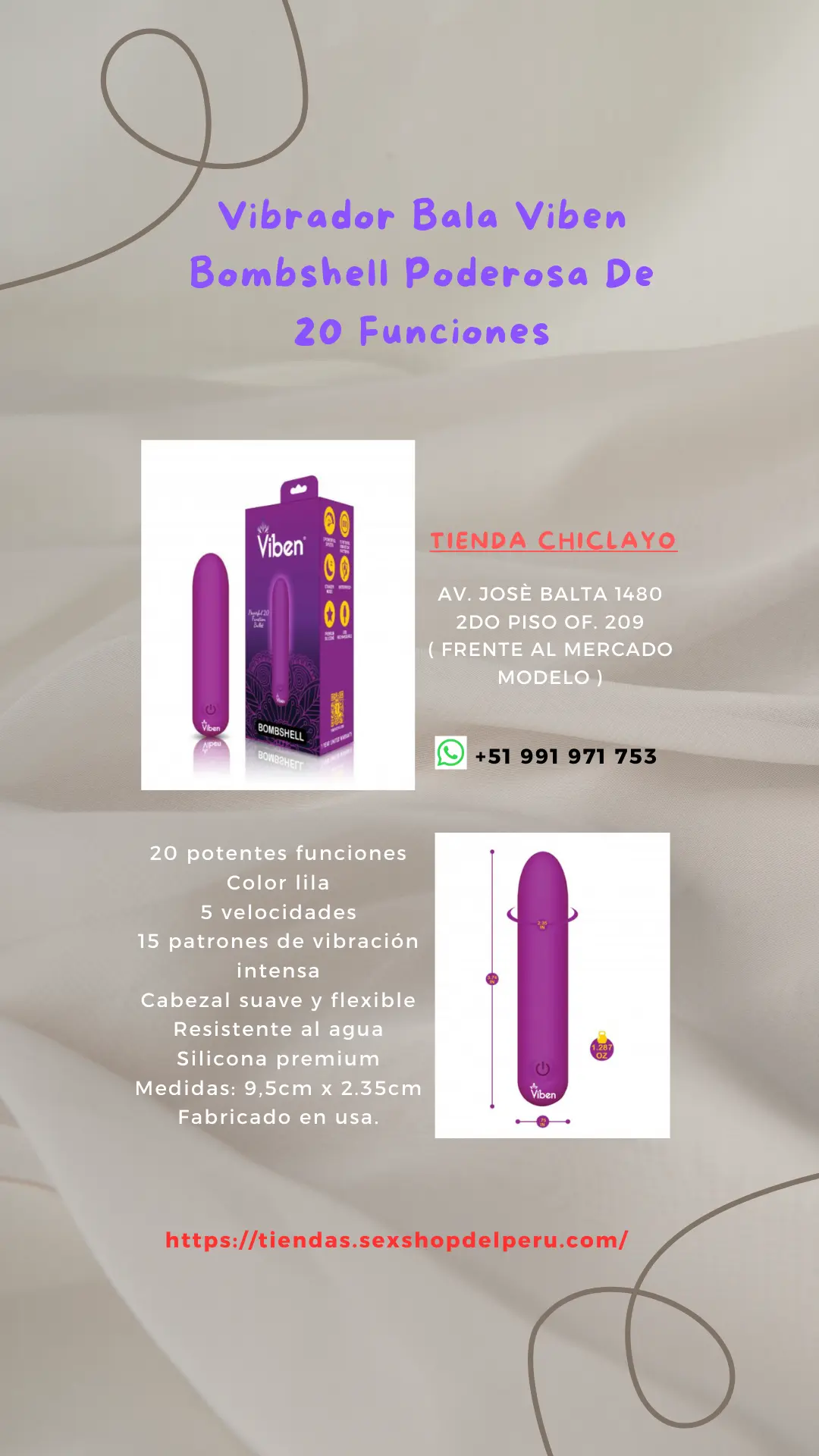 Vibrador bala viben 20 funciones