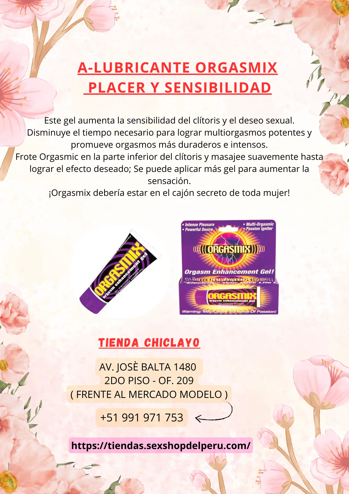 A-LUBRICANTE ORGASMIX PLACER Y SENSIBILIDAD