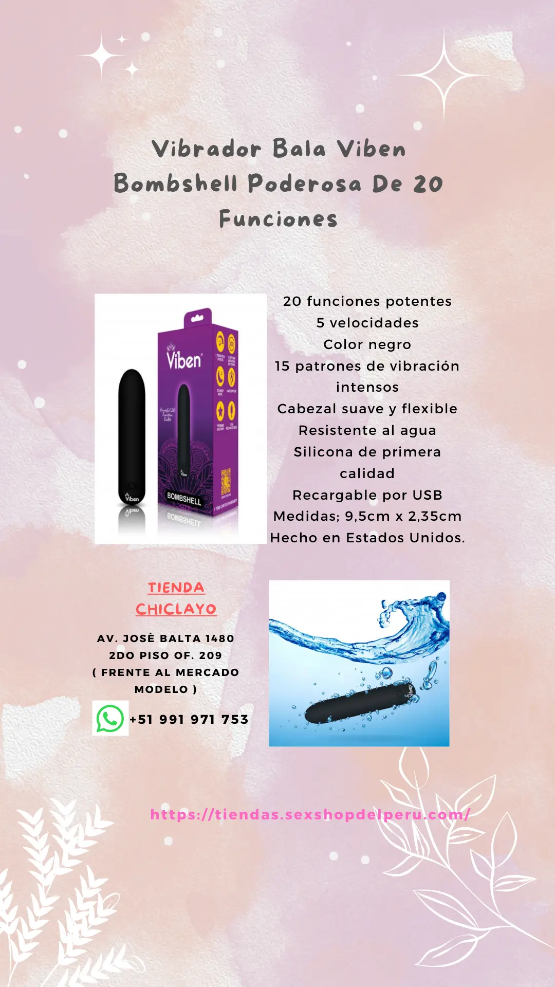Vibrador bala viben 20 Funciones
