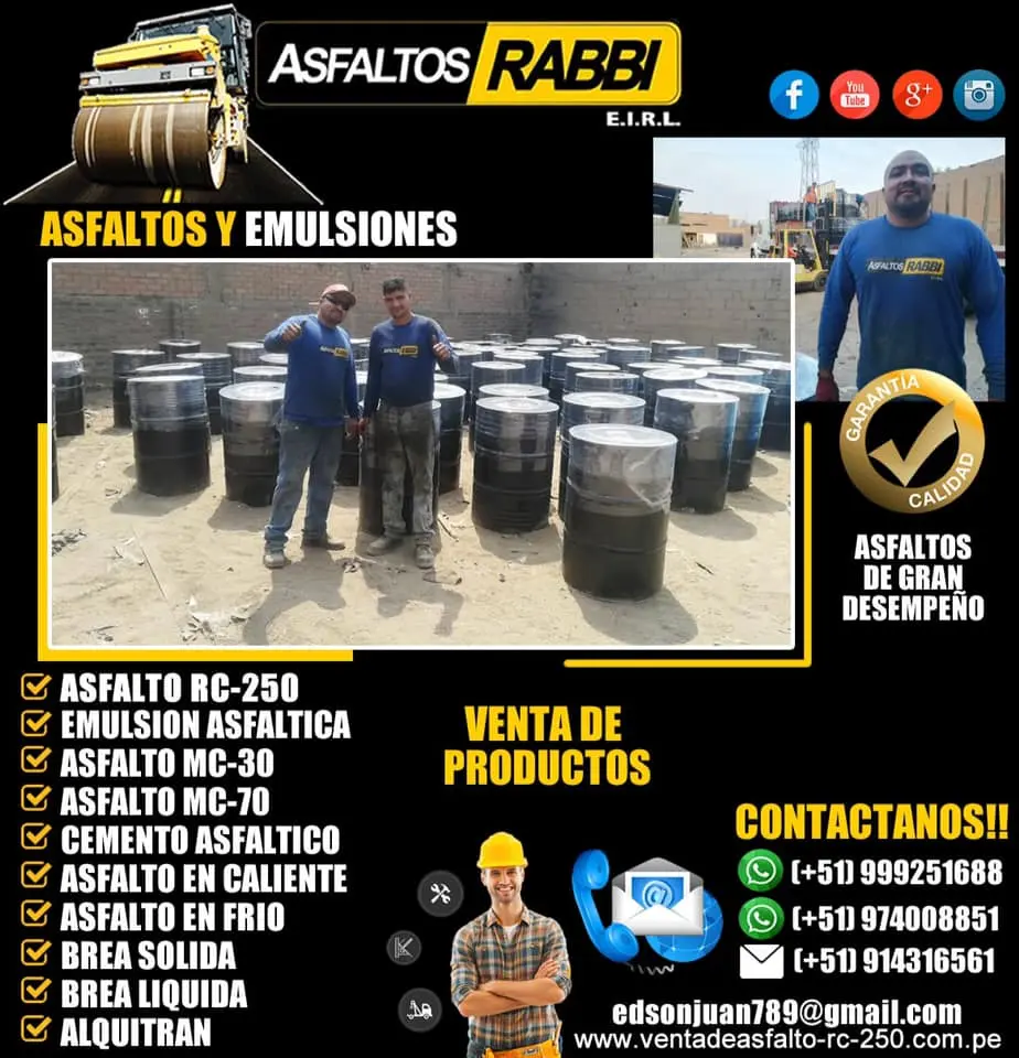 VENTA DE BREA LIQUIDA ASFALTO MC30 ASFALTO RC250 ALQUITRAN