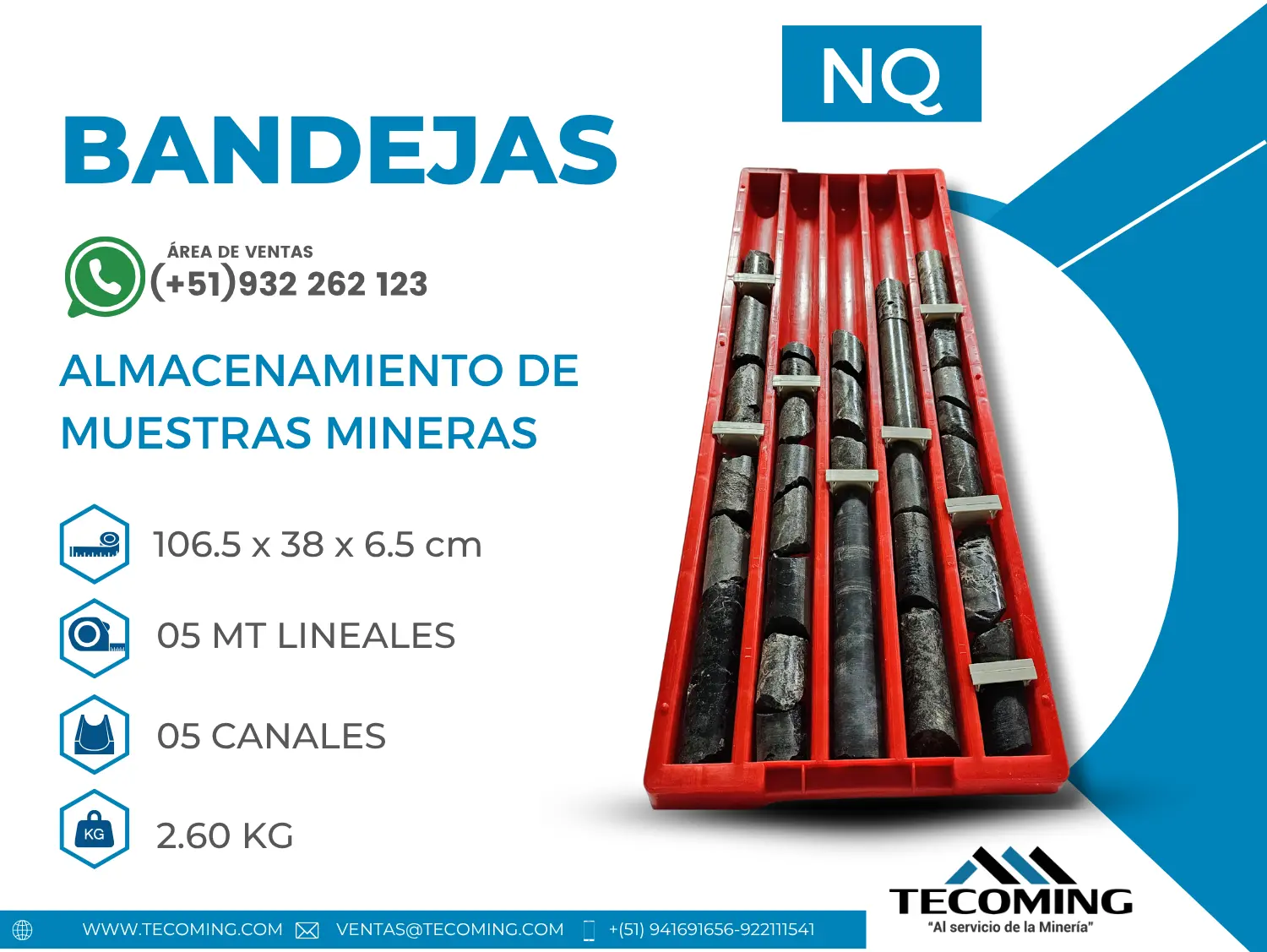 BANDEJAS NQ - ALMACENAMIENTO DE MUESTRAS MINERAS 