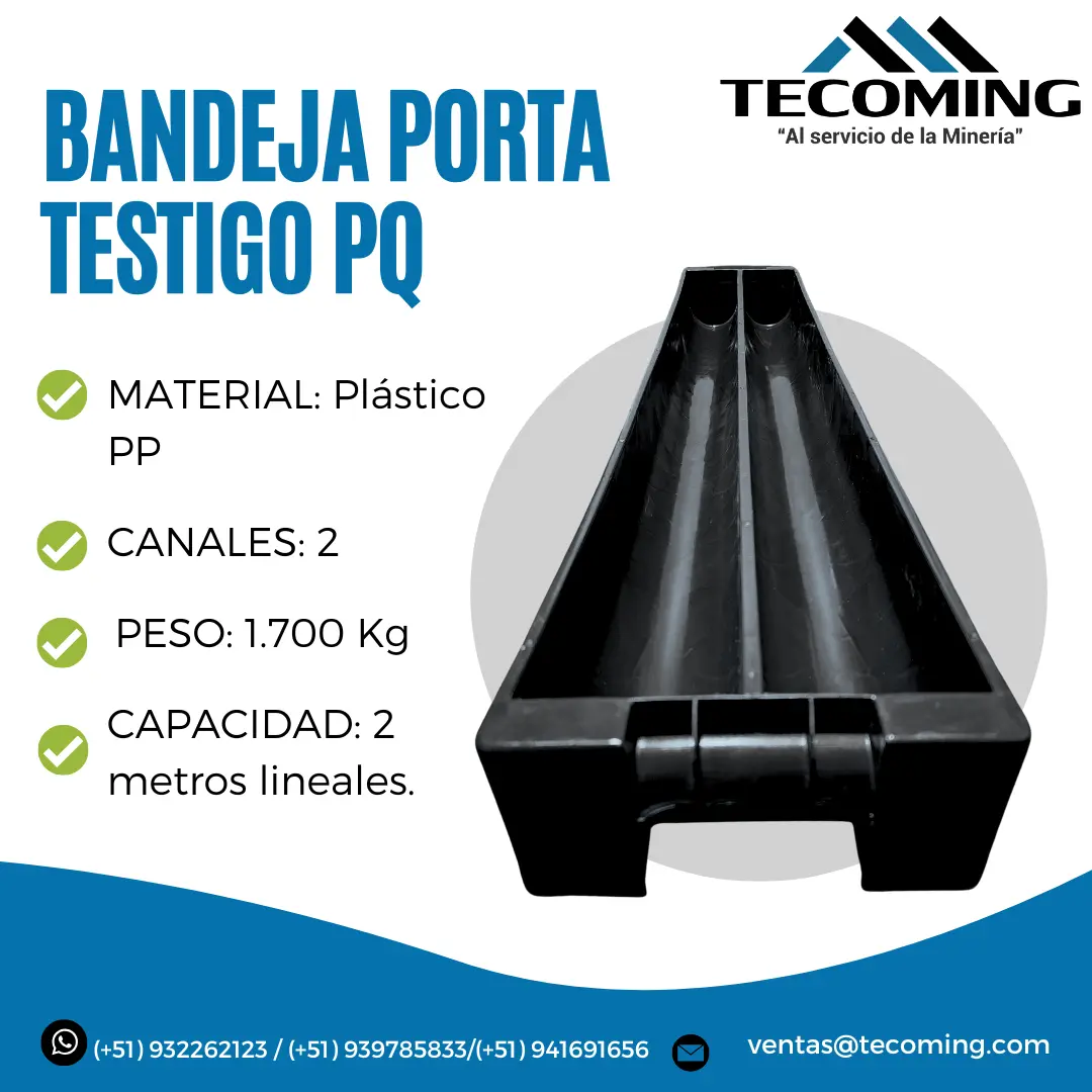 BANDEJA PORTA TESTIGO PQ RESISTENTE PARA EXPLORACIÓN