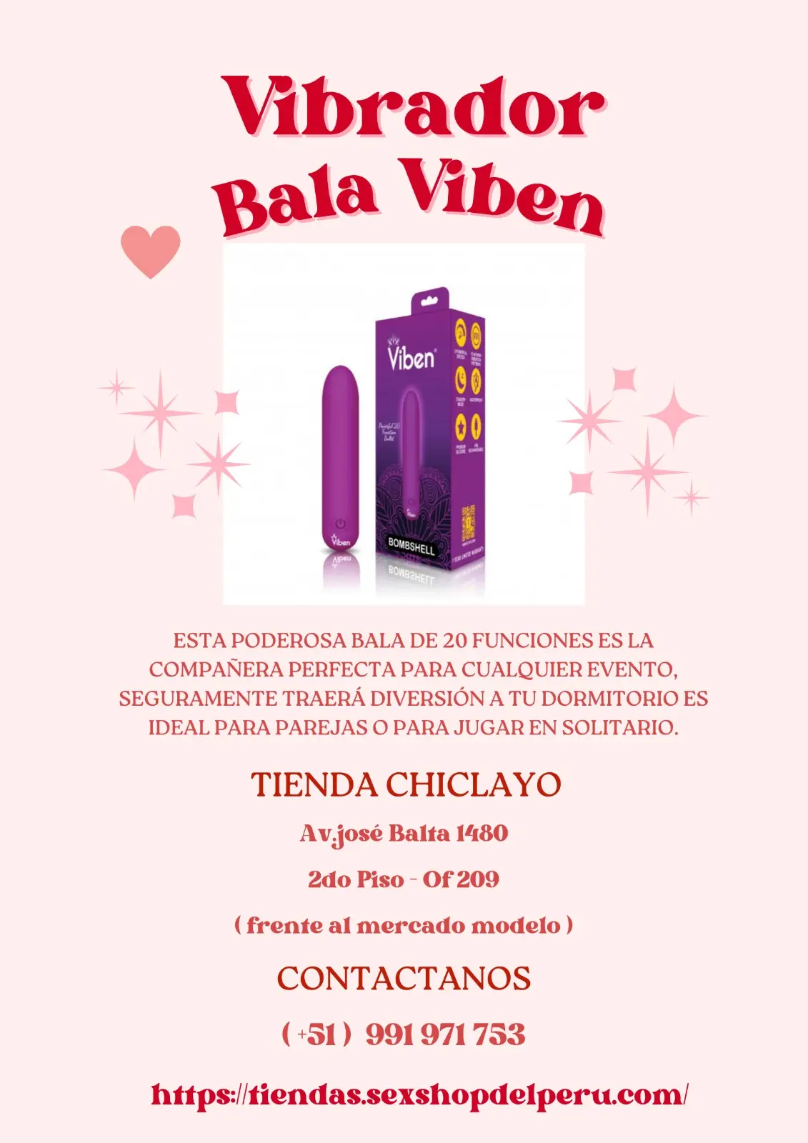 Vibrador bala viben 20 funciones