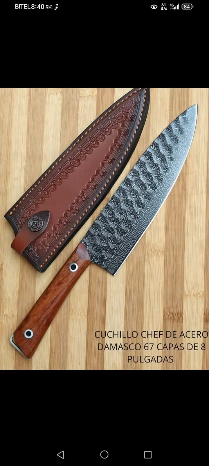 Cuchillos chef de Acero Damasco 