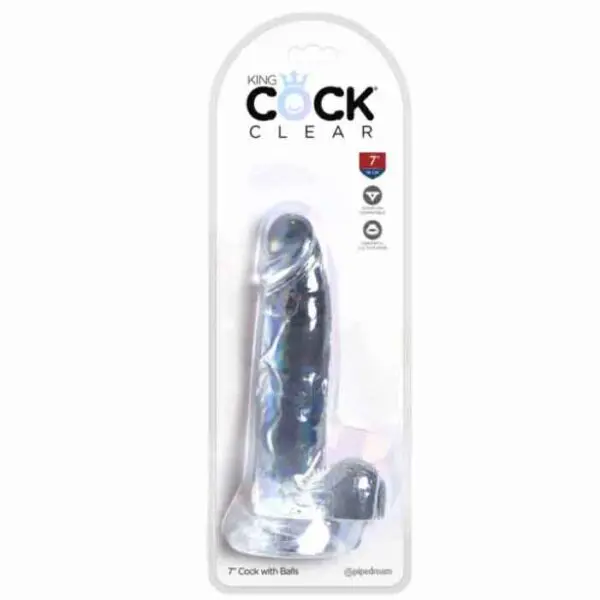 B-CONSOLADOR KING COCK CLEAR 7 CON TESTICULOS