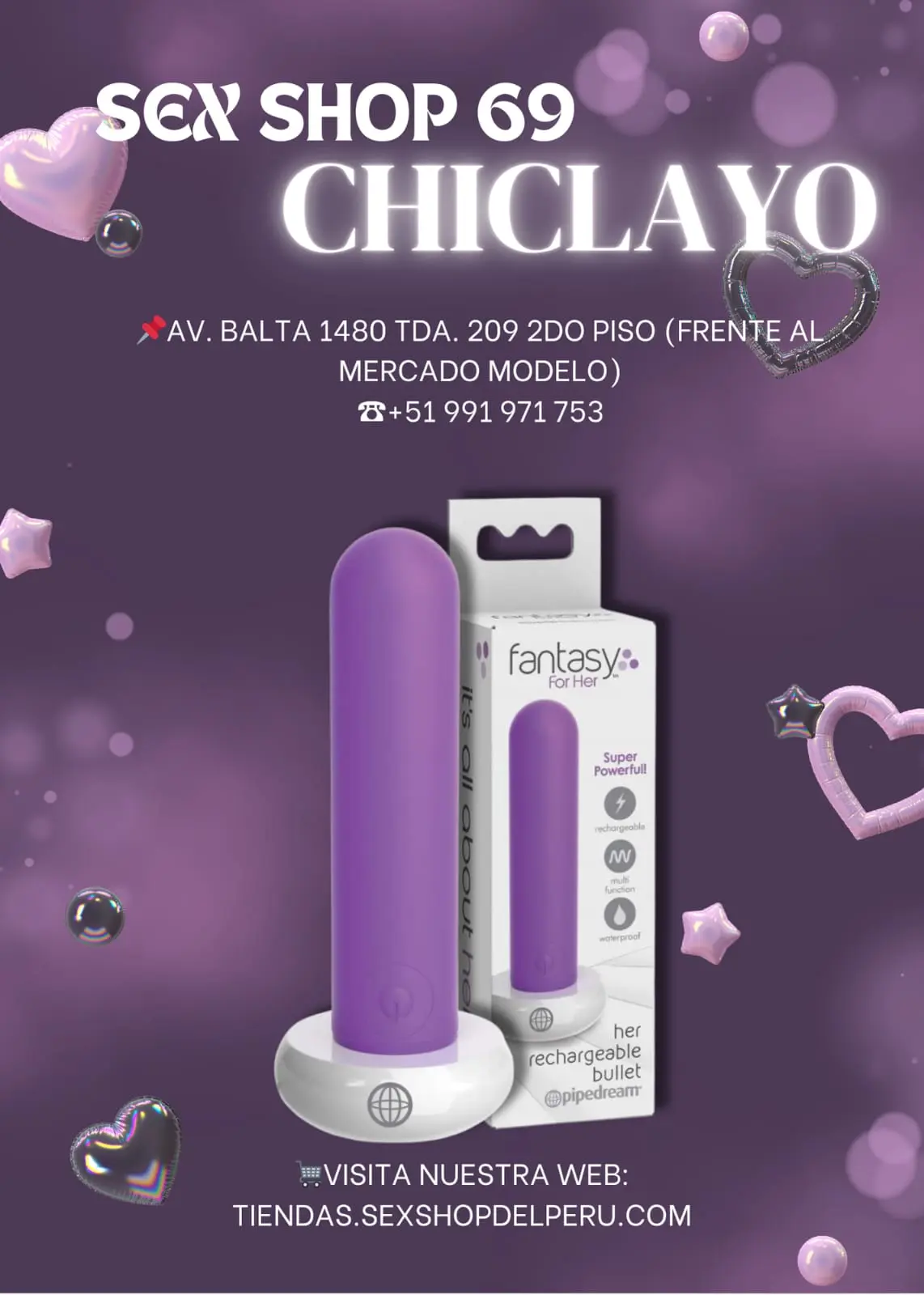VIBRADOR BALA RECARGABLE PARA ELLA PURPURA