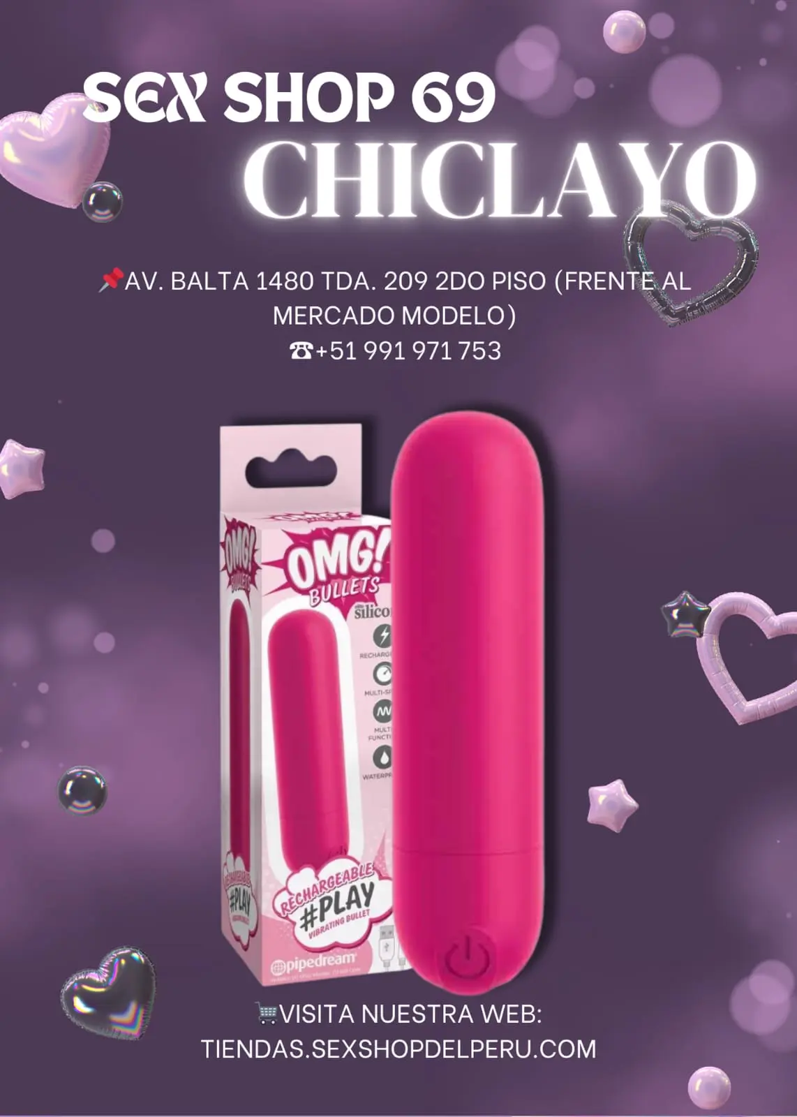 VIBRADOR OMG BALA RECARGABLE ROSA