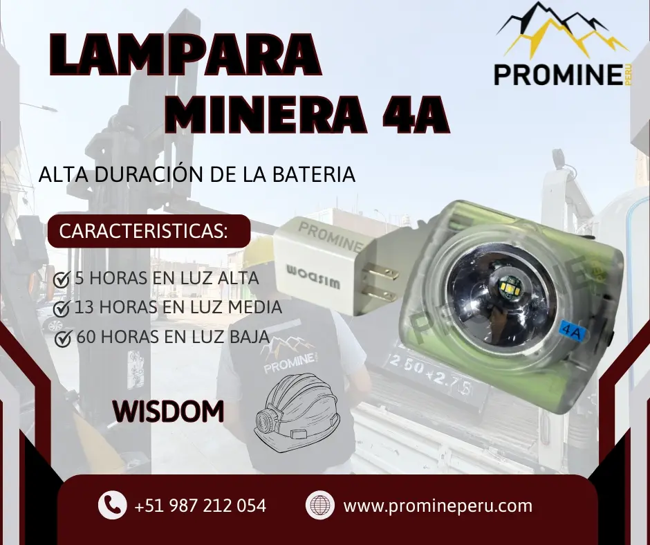 Lámpara de Casco Minera 4A Wisdom LED de Alto Rendimiento