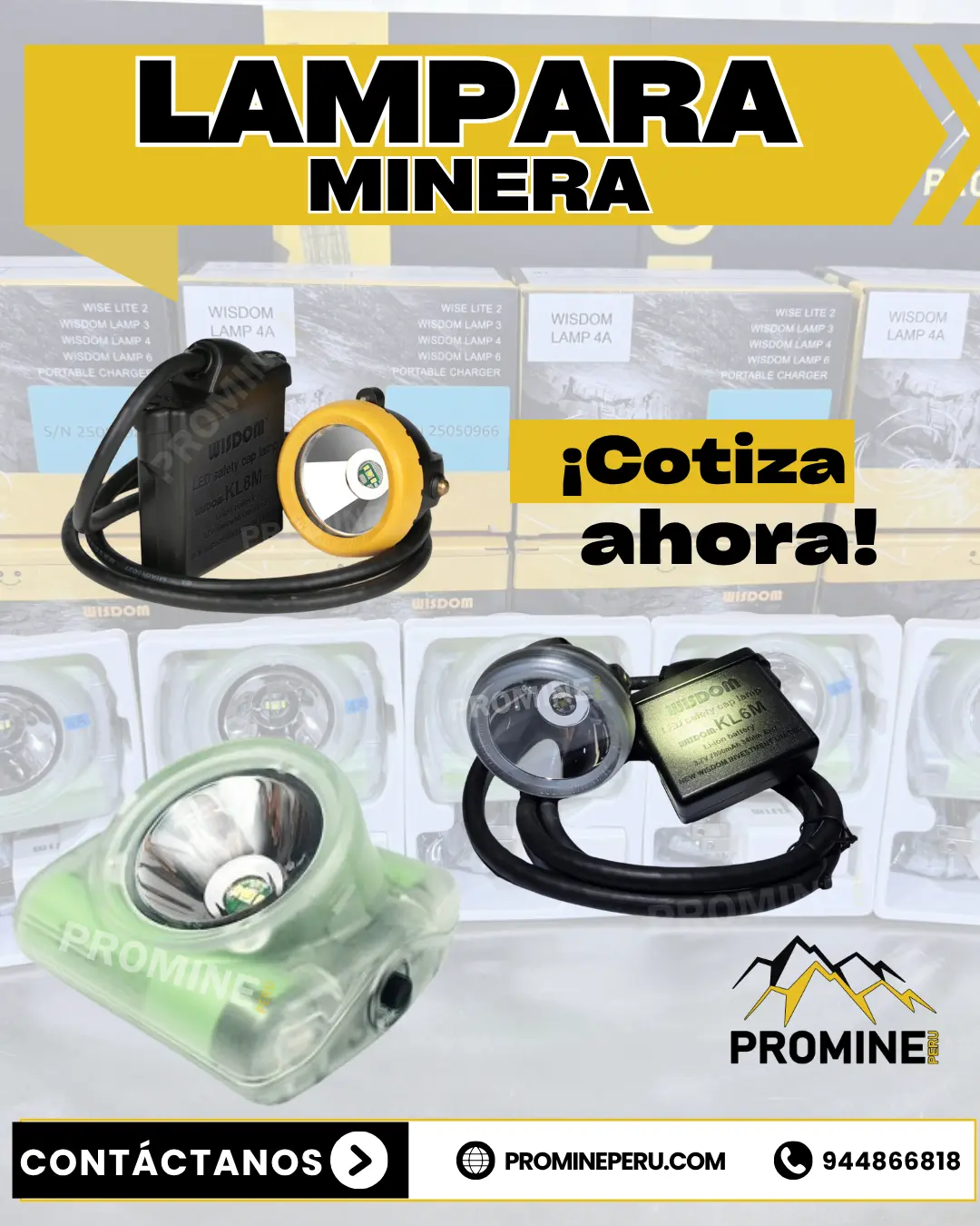 Lámpara Minera Luz Alámbrica e Inalámbrica