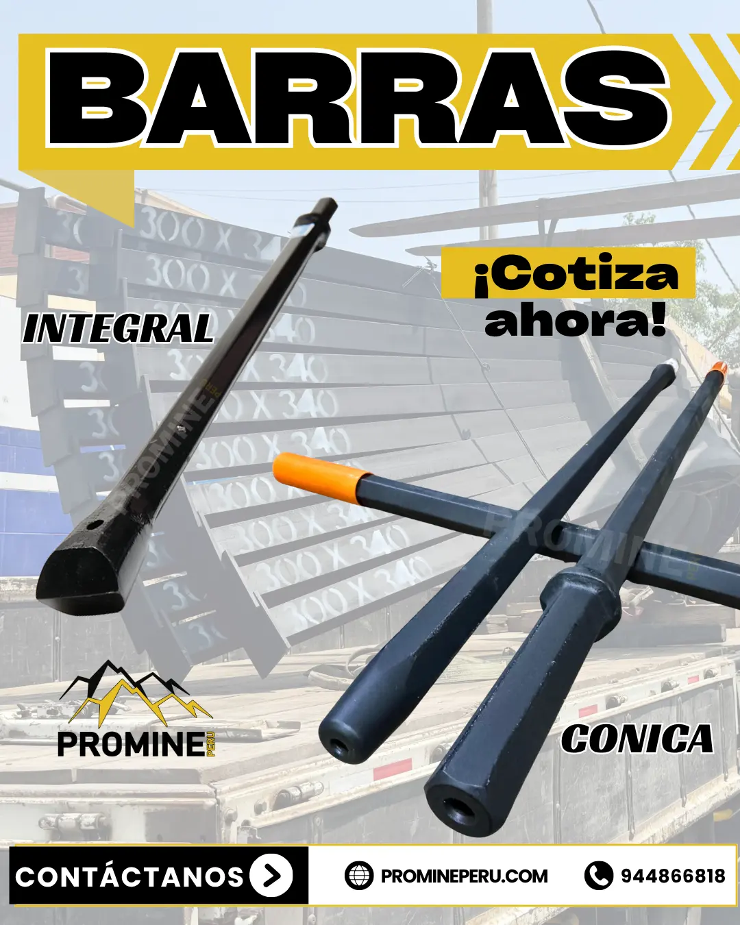 Barras Cónicas e Integral Barreno Original Barra de Perf