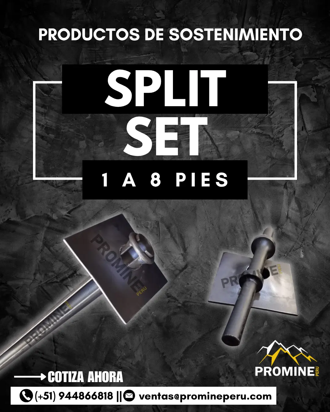 Split Set 5 Pies Perno de Fricción Anclaje para Roca