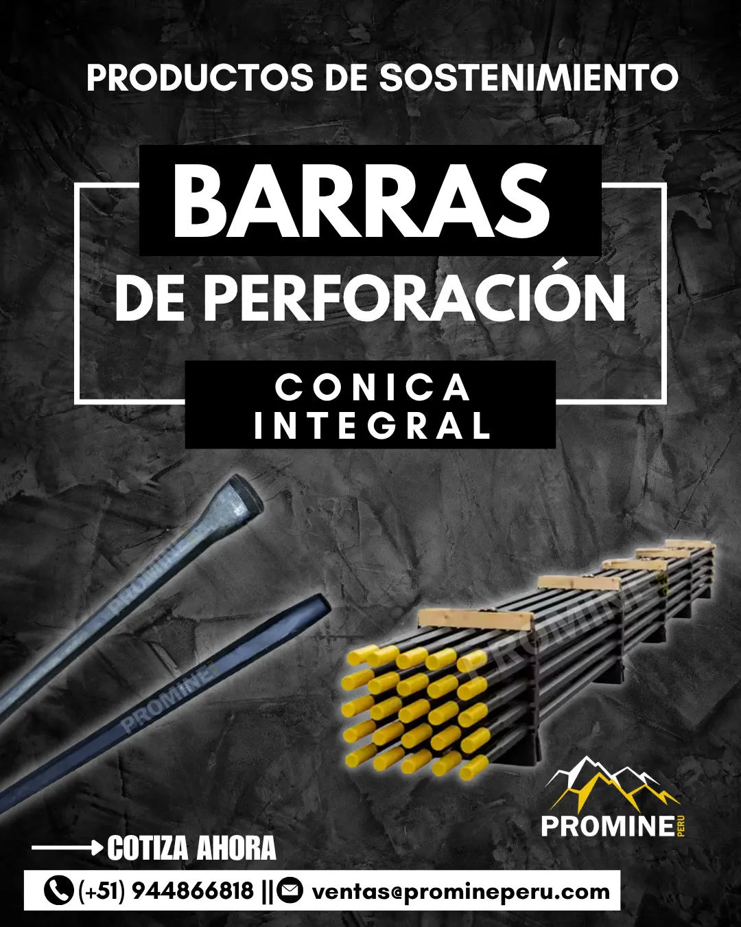 Barras de Perforación Cónicas e Integrales Barreno Origi