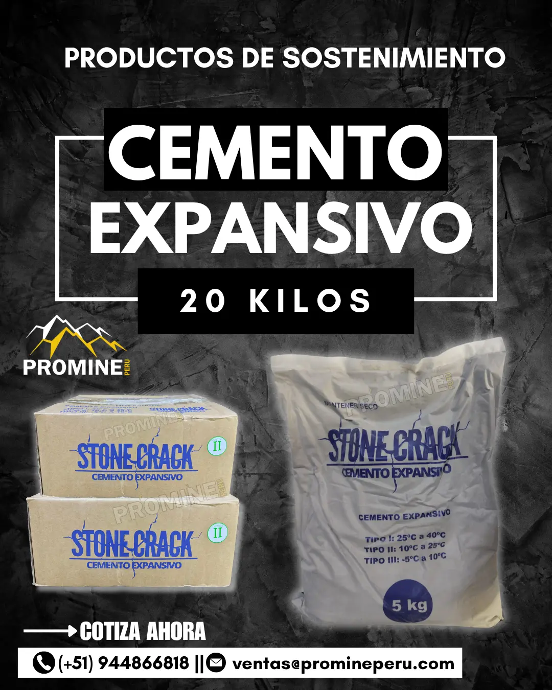 Cemento Expansivo 20kg Demolición Controlada