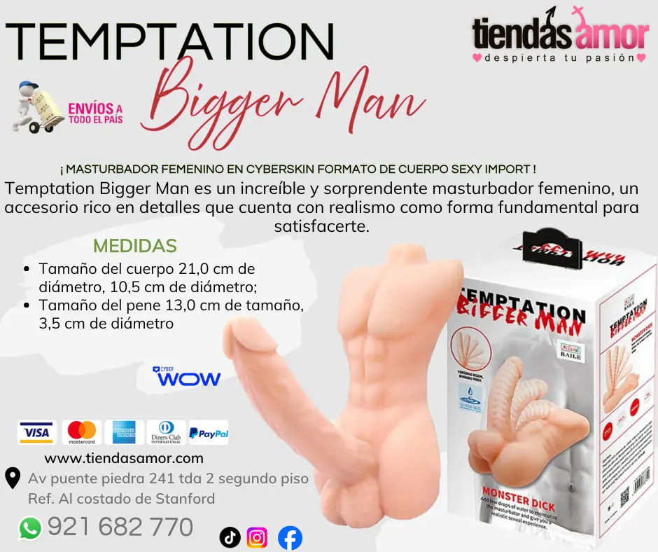 Temptation Bigger Man Masturbador Feminino Sexual juguetes 