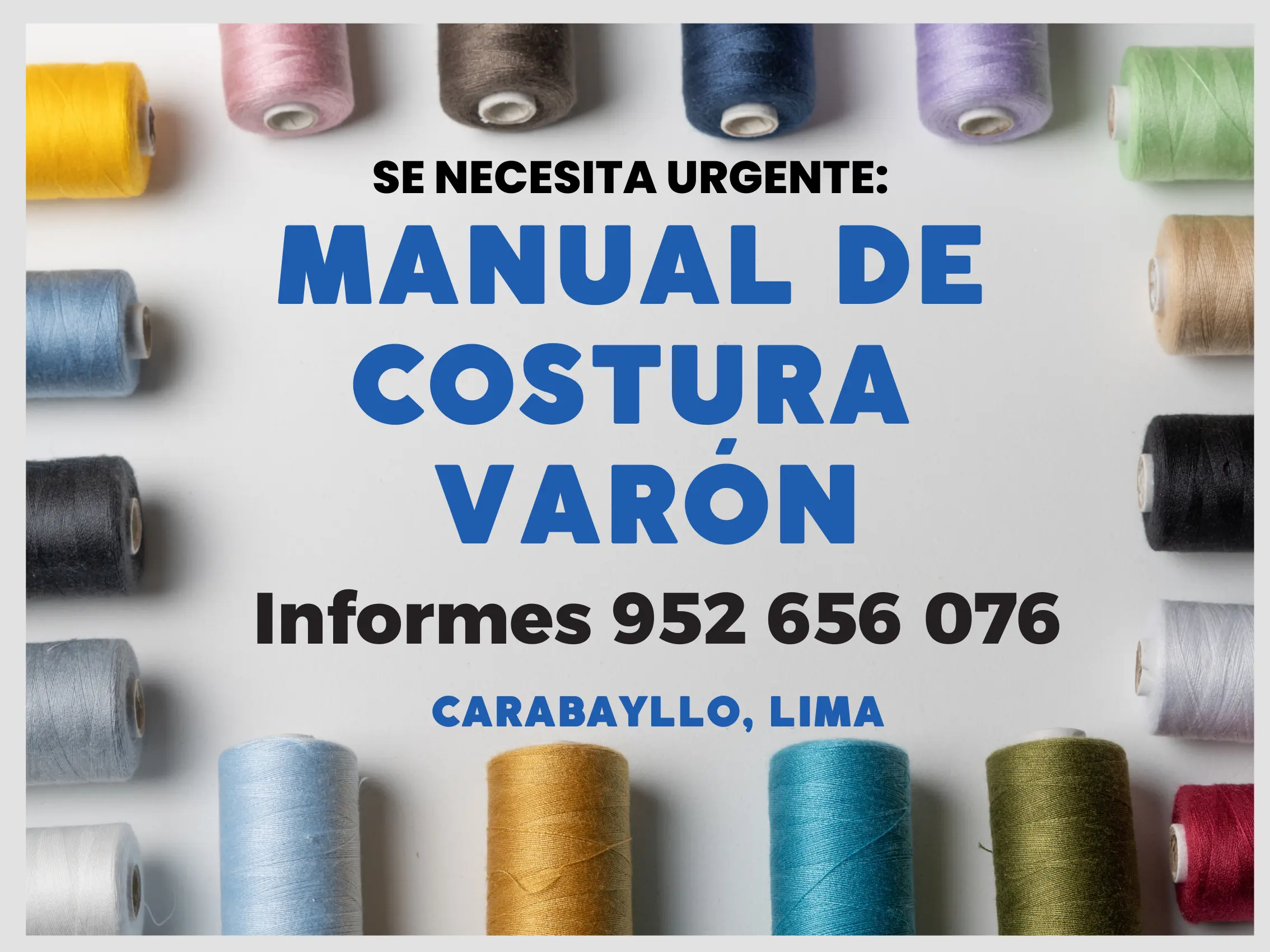 SE NECESITA MANUALES DE COSTURA VARÓN PARA TALLER TEXTIL