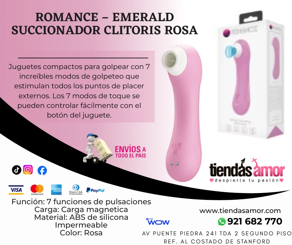 ROMANCE EMERALD SUCCIONADOR CLITORIS ROSA Retardantes 