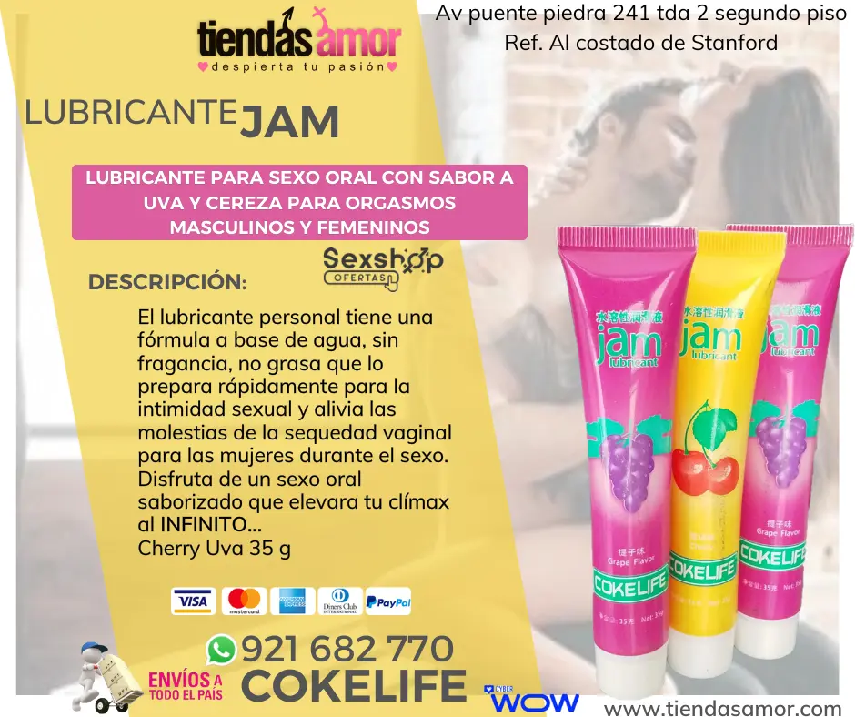 LUBRICANTE JAM SABORES Retardantes Potencia Sexual Vibradore
