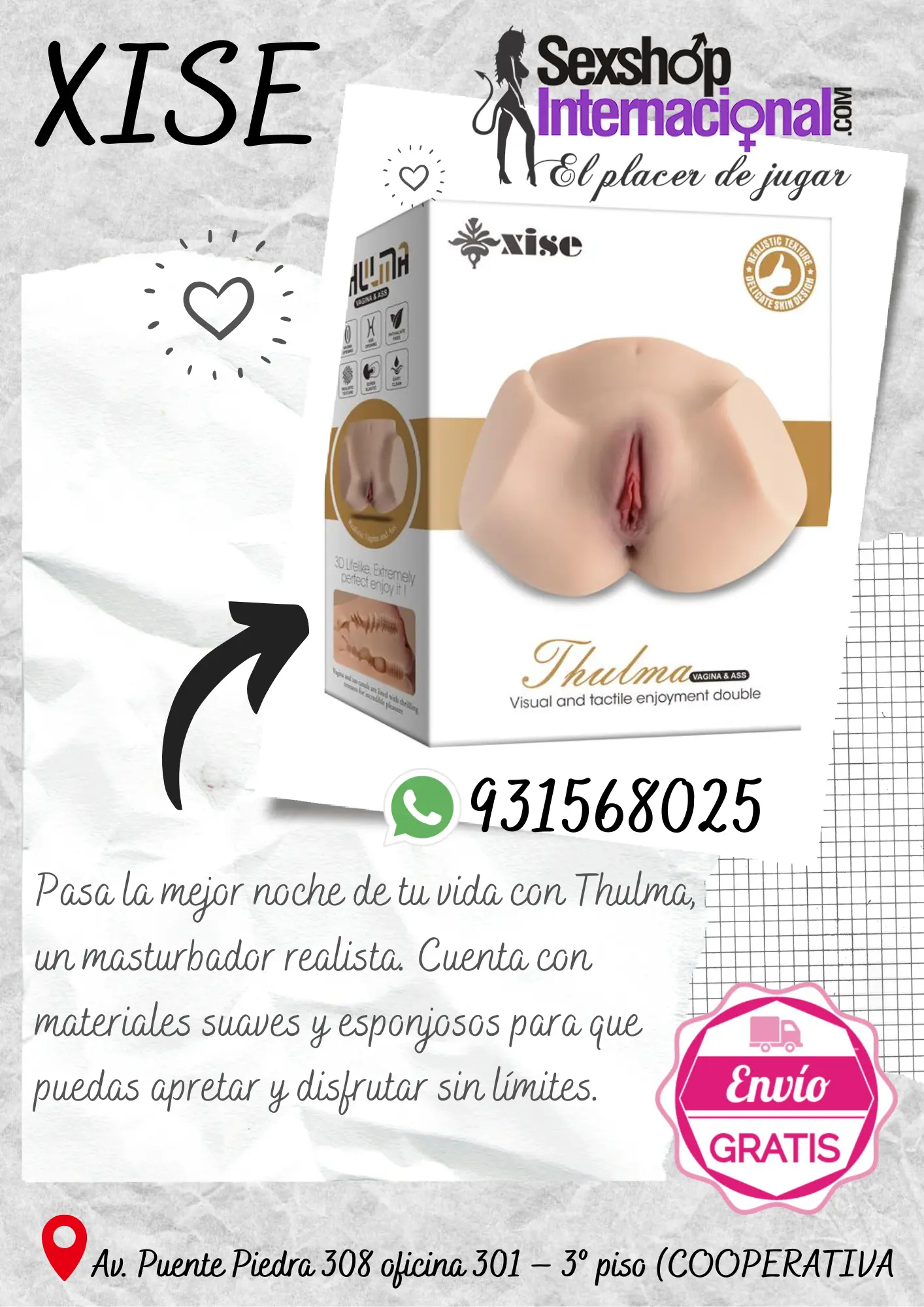 MASTURBADOR ULTRA REALÍSTICA MARLON SEXSHOP PTE PIEDRA PERr