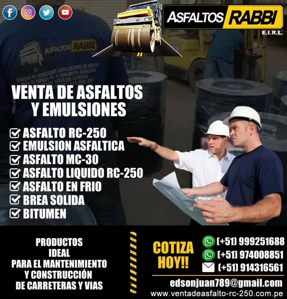 VENDO ASFALTO RC250 PRODUCTO ORIGINA ENVIO A TODO EL PERU