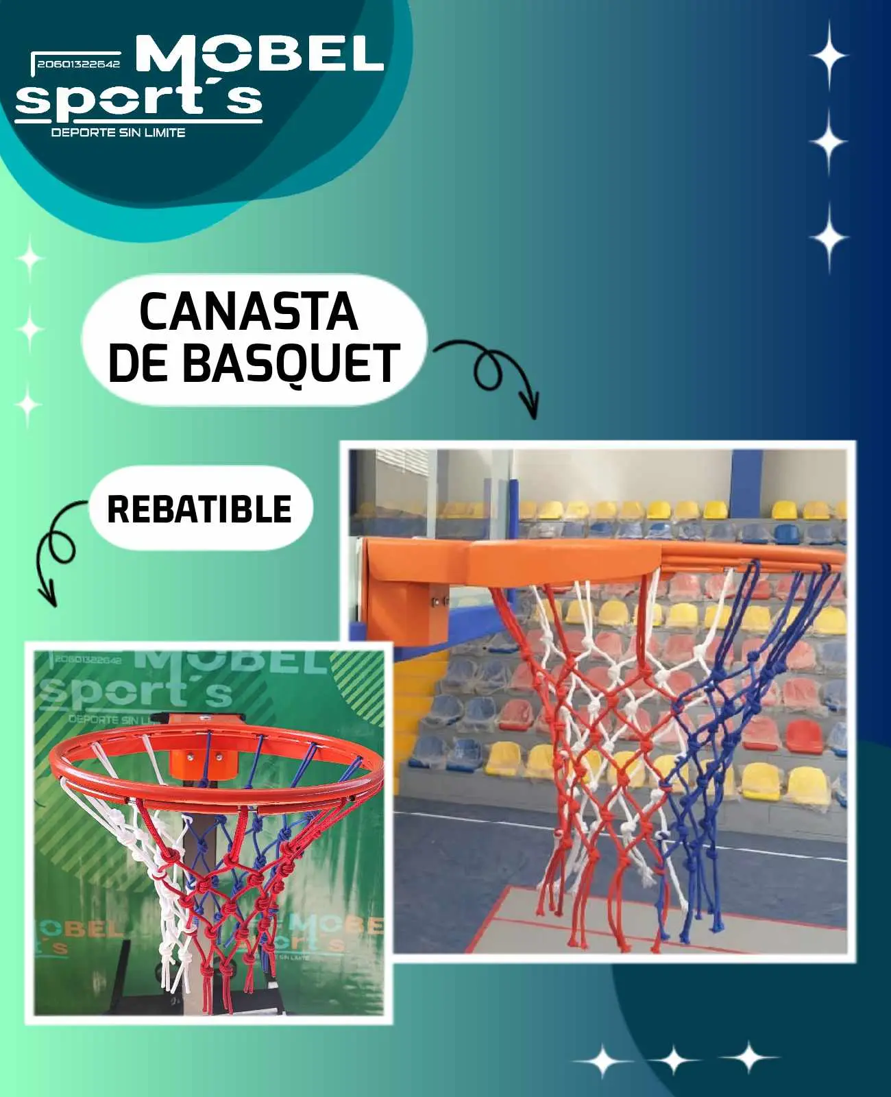 Aros para tablero de basquet mobel sports
