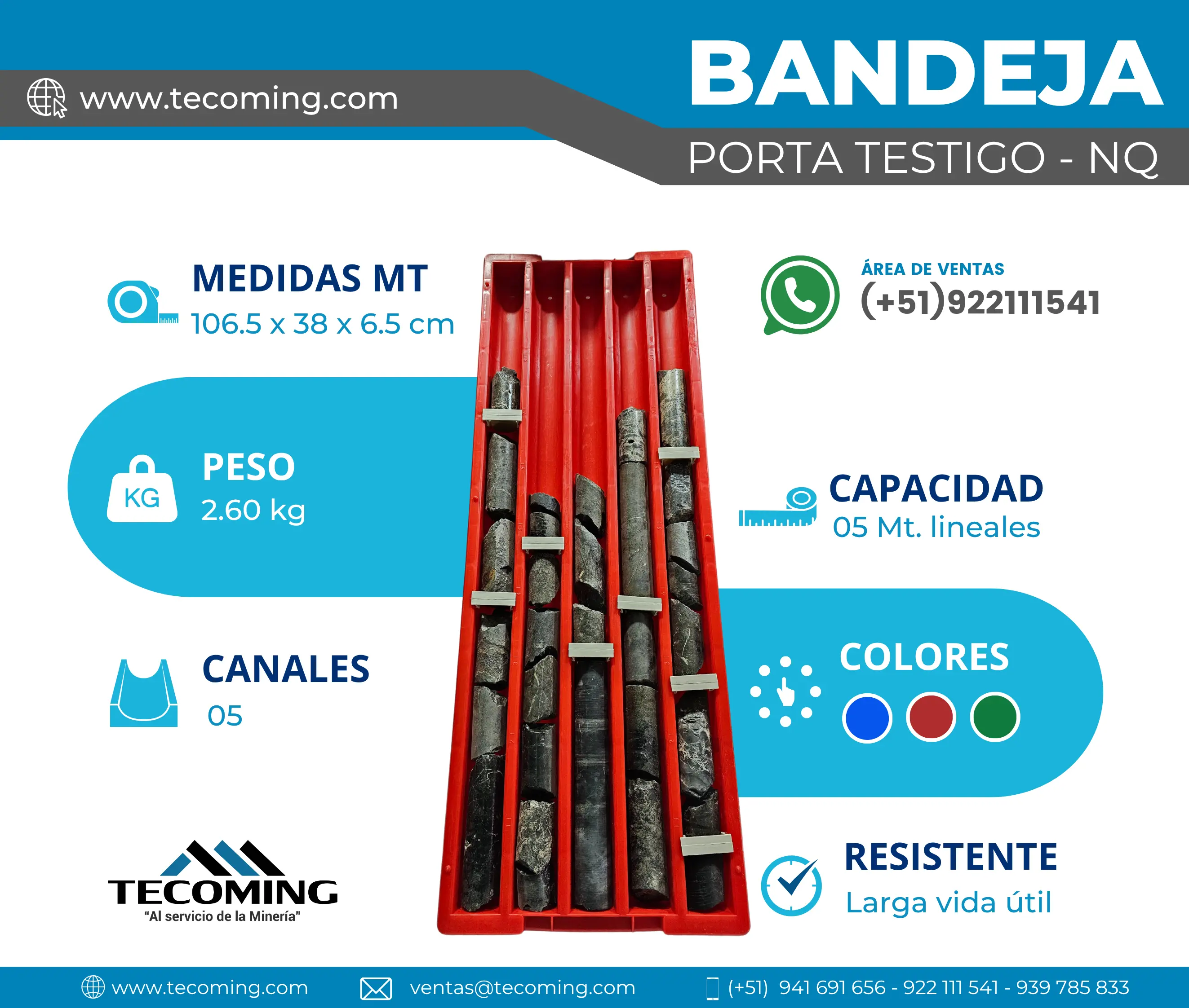ALMACENAMIENTO DE NÚCLEOS BANDEJAS RESISTENTES PARA MINERÍ