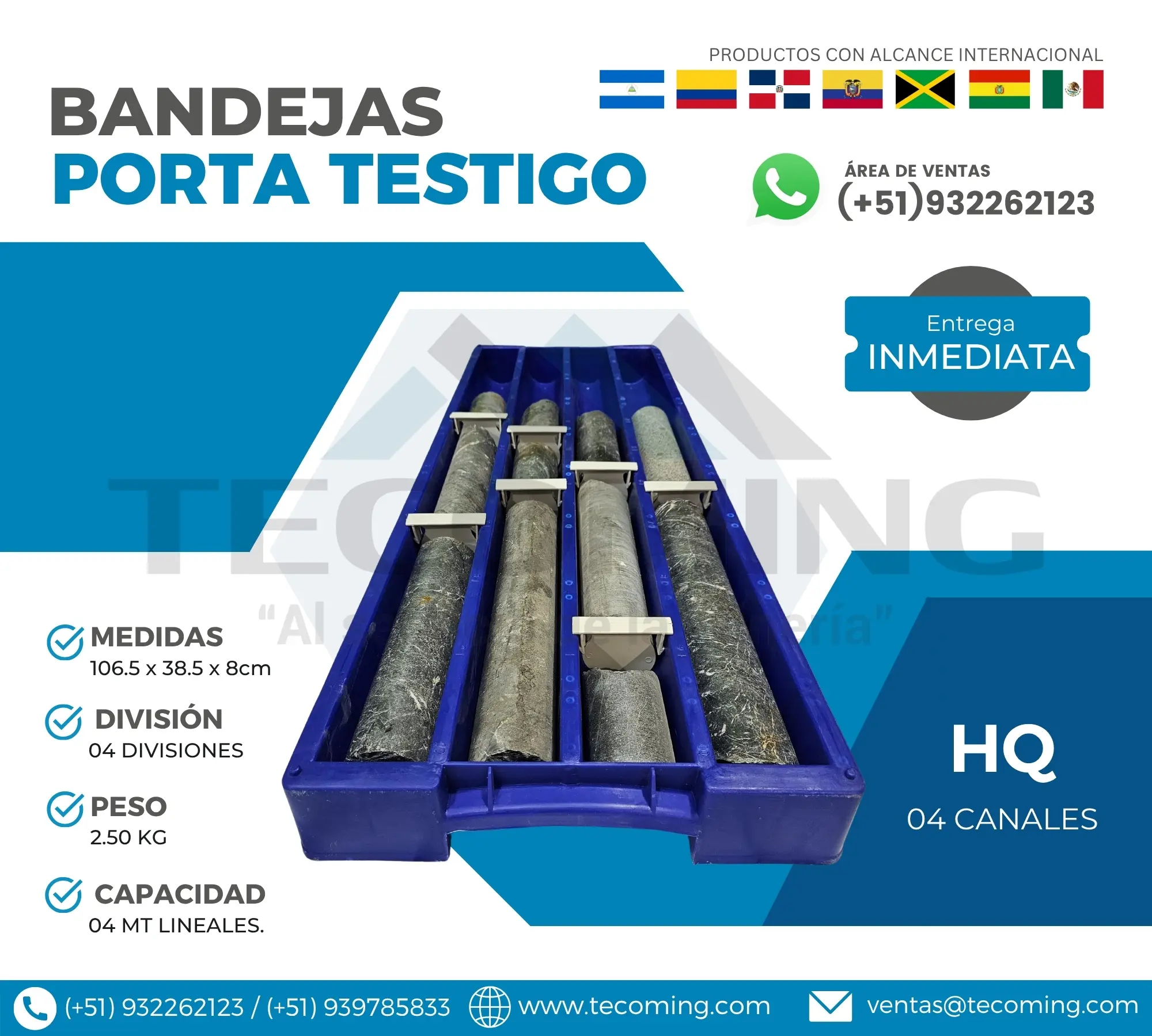 BANDEJAS HQ PARA ALMACENAR Y PROTEGER TESTIGOS DE PERFORACIÓ