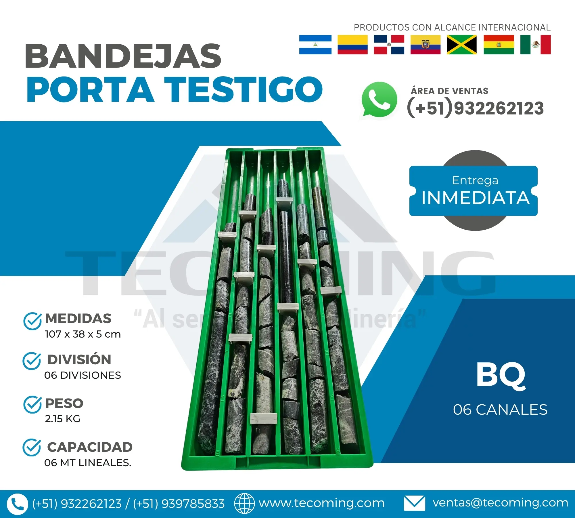 BANDEJAS BQ PARA ALMACENAR Y PROTEGER TESTIGOS DE PERFORACIÓ