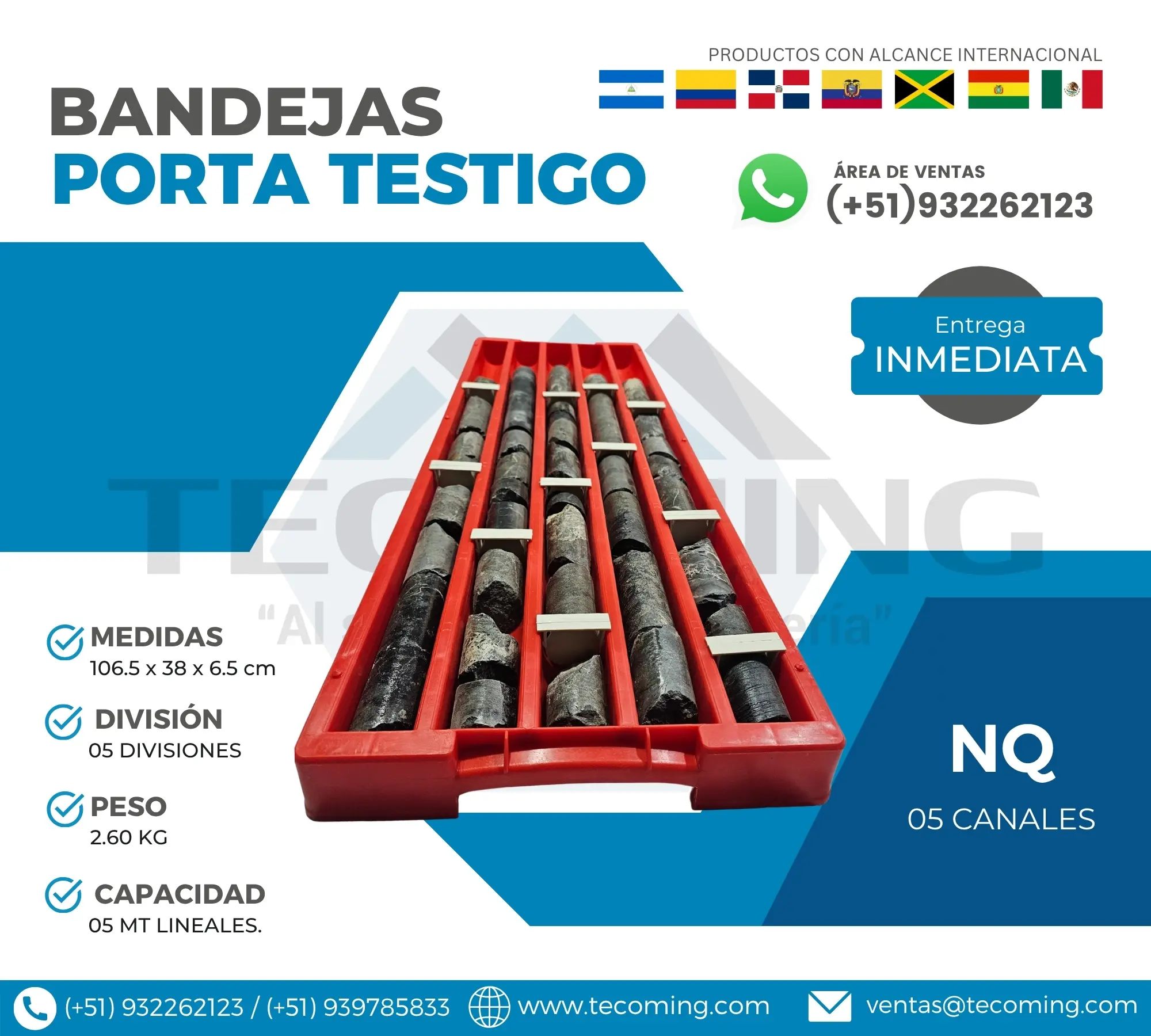 BANDEJAS NQ PARA ALMACENAR Y PROTEGER TESTIGOS DE PERFORACIÓ