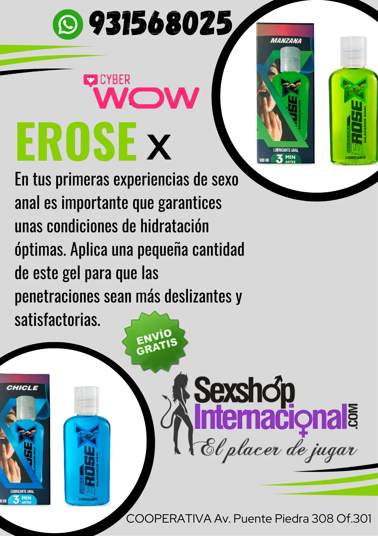 lubricante anal para mejor placer sexshop erose x
