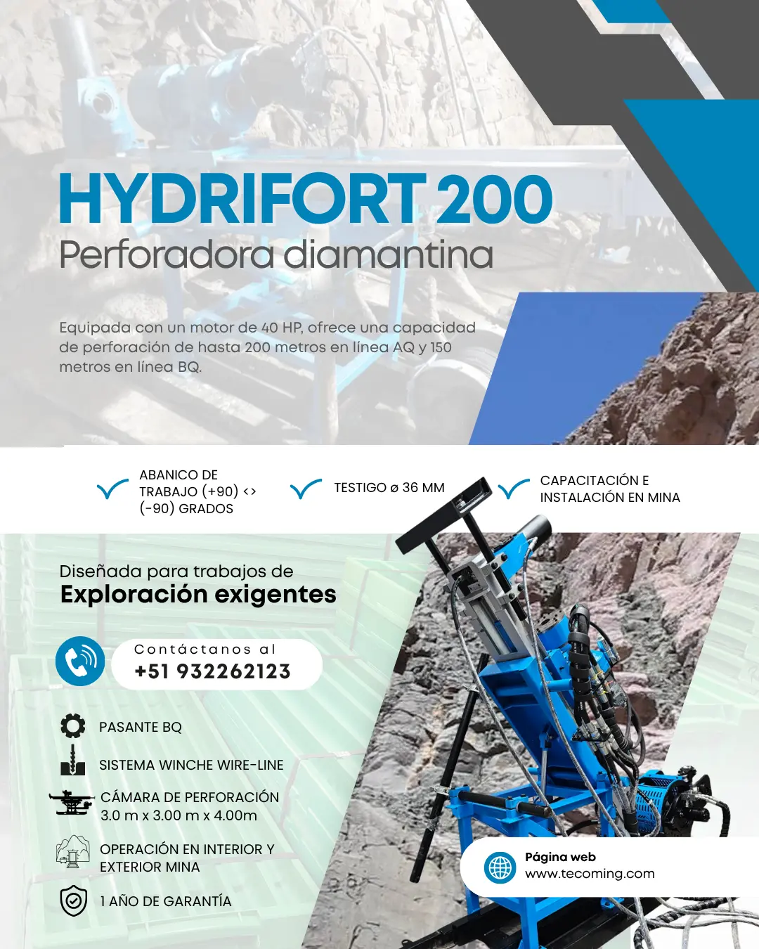 MÁQUINA HYDRIFORT 200 POTENTE Y EFICIENTE EN PERFORACIÓN