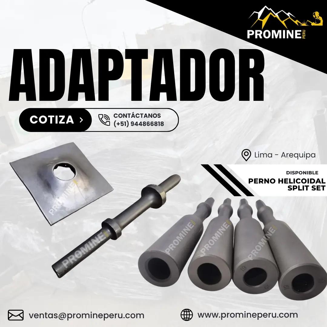 Adaptador Split Set y Perno Helicoidal Conector Minero